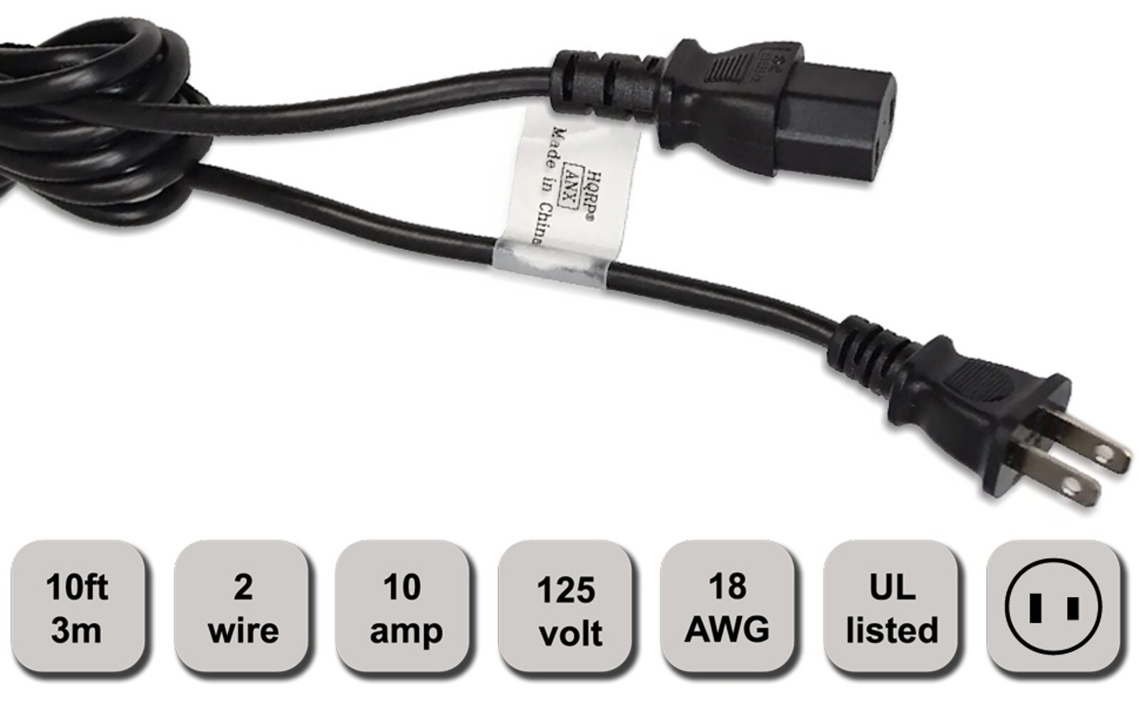 10ft AC Power Cord for Sony PlayStation PS 4 Pro Gaming Console, Mains Cable