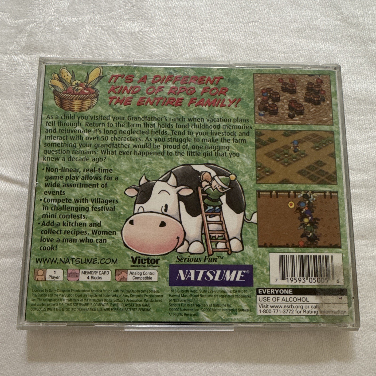 Natsume Harvest Moon: Back to Nature (Sony PlayStation 1, 2000) w/ Manual