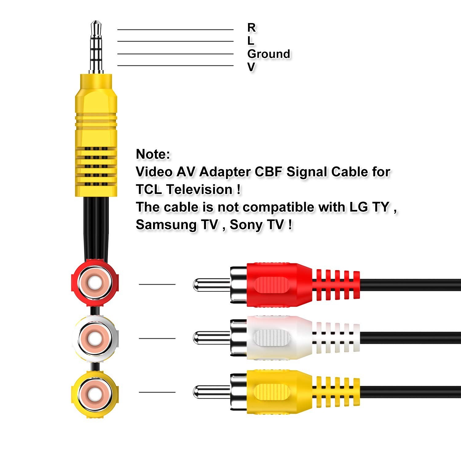 23CM High-Speed RCA to AV Adapter Cable for Seamless TCL TV Connection