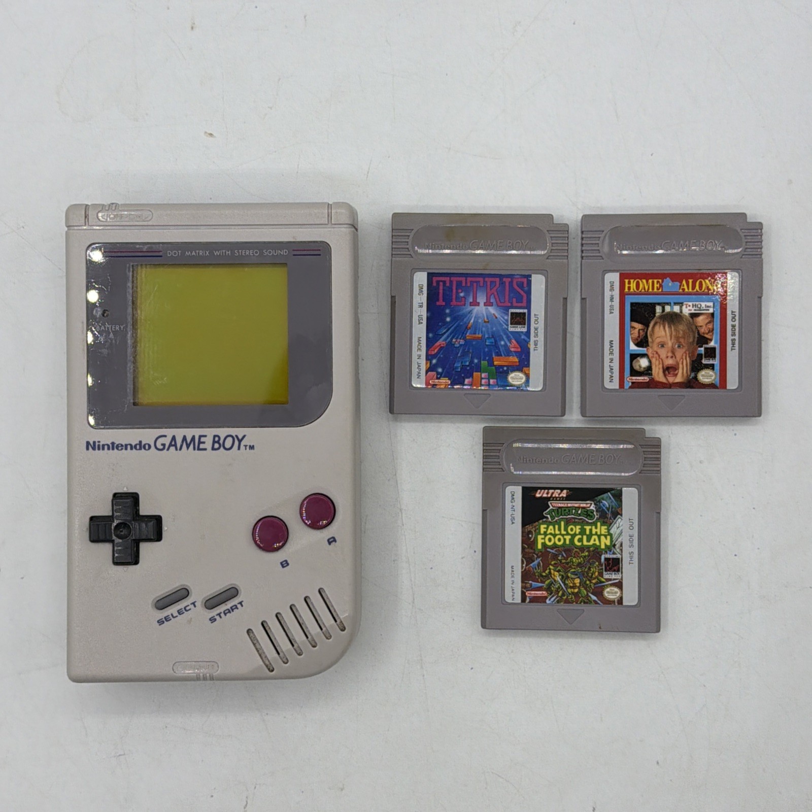 Authentic & Tested Nintendo Game Boy Gray Console Working (Read) 3 Games