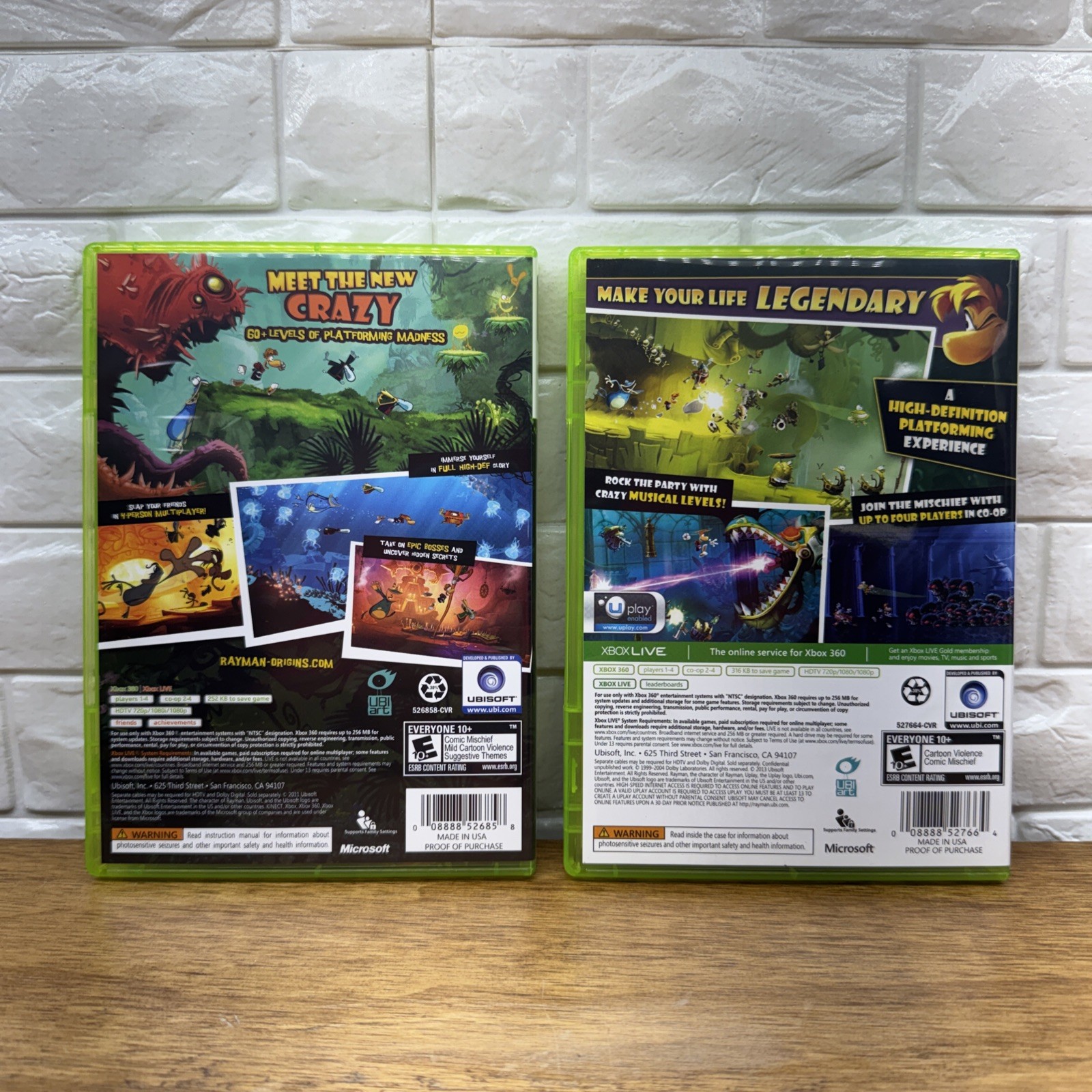 Rayman Legends & Origins Bundle (Microsoft Xbox 360, 2011) Tested Working