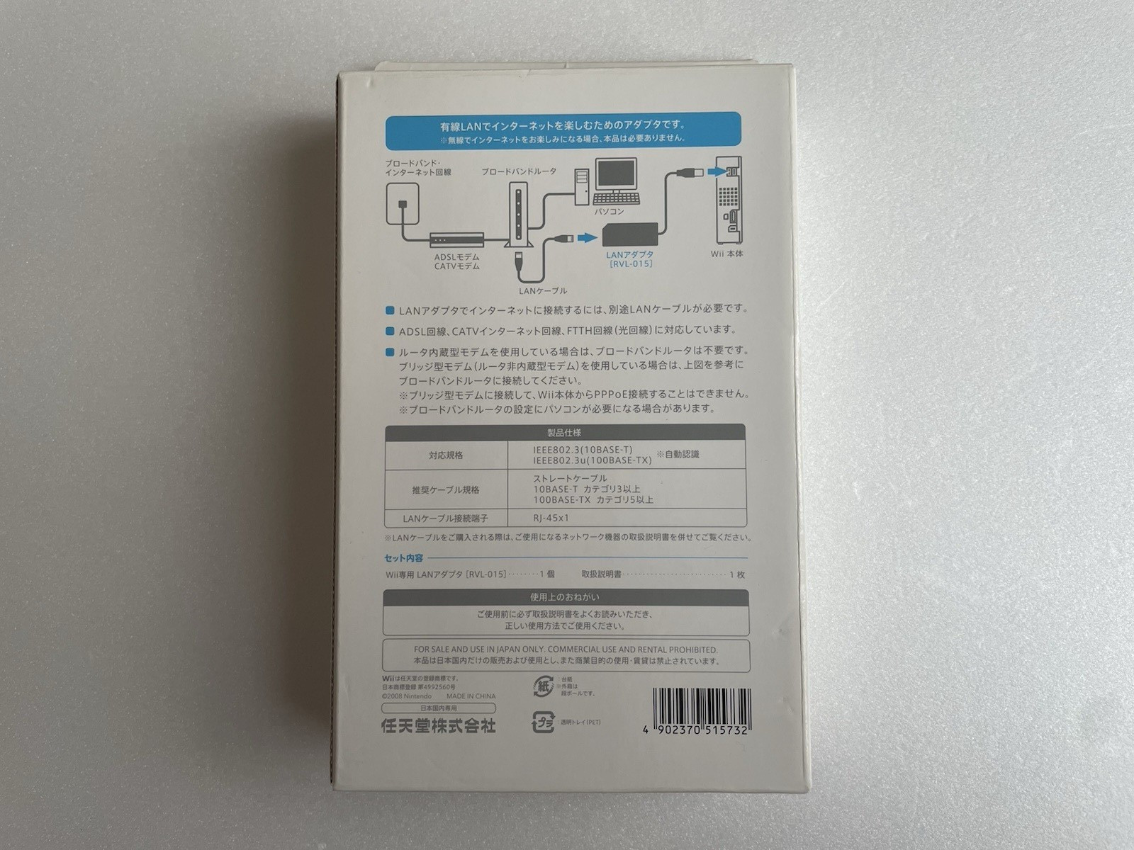 Nintendo Wii LAN Adapter RVL-015 – Boxed, Manual, Tested, Japan Ver. Unused