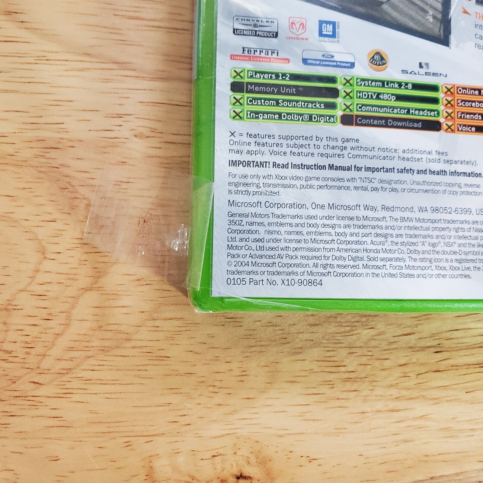 Forza Motorsport (Microsoft Xbox, 2005) BRAND NEW. See Condition notes