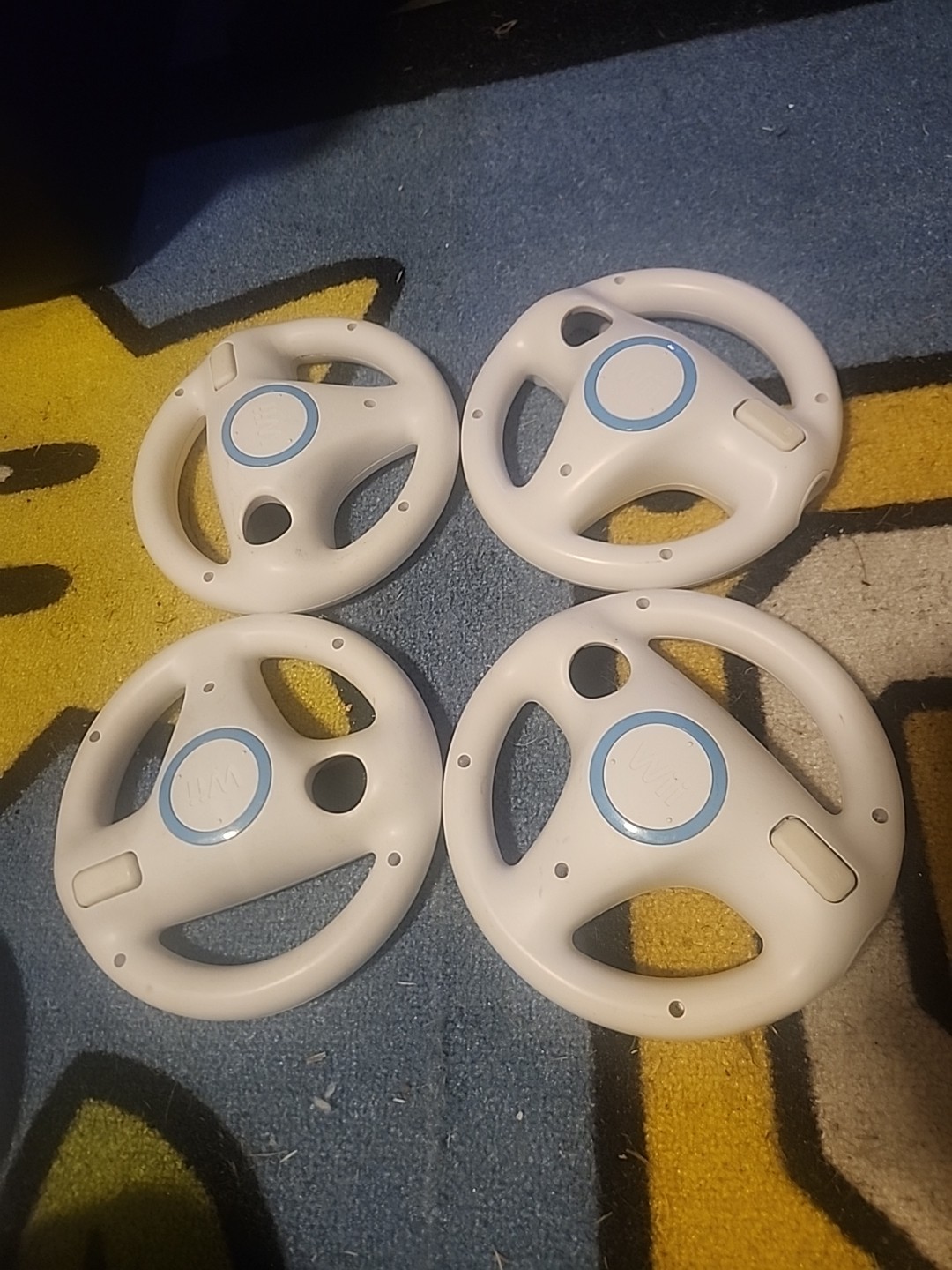 Lot Of 4 Nintendo Wii Steering Wheels RVL-024 Mario Kart Remote Attachment