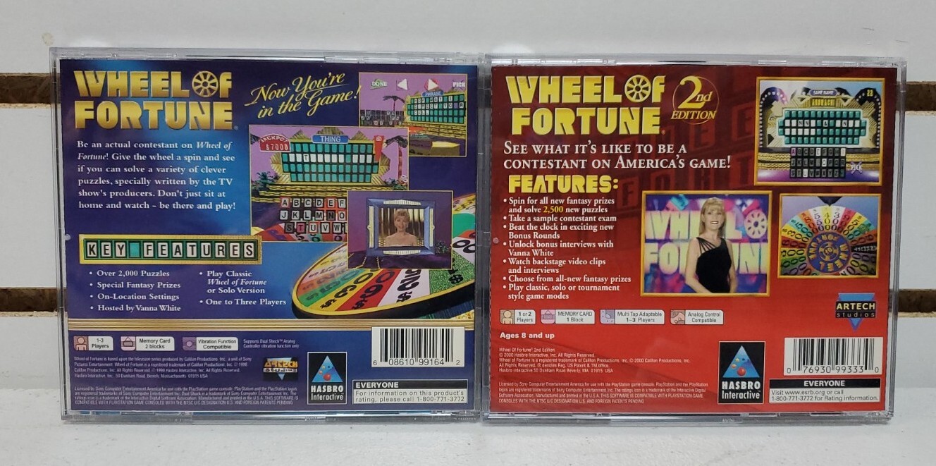 Wheel of Fortune 1st & 2nd Edition (Sony Playstation 1, PS1) Black Label *READ*