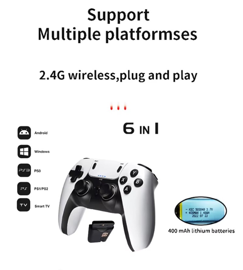 Wireless 2.4G Video Game Gamepad Controller for Smart Phone TV PC PS2 PS3 PS4