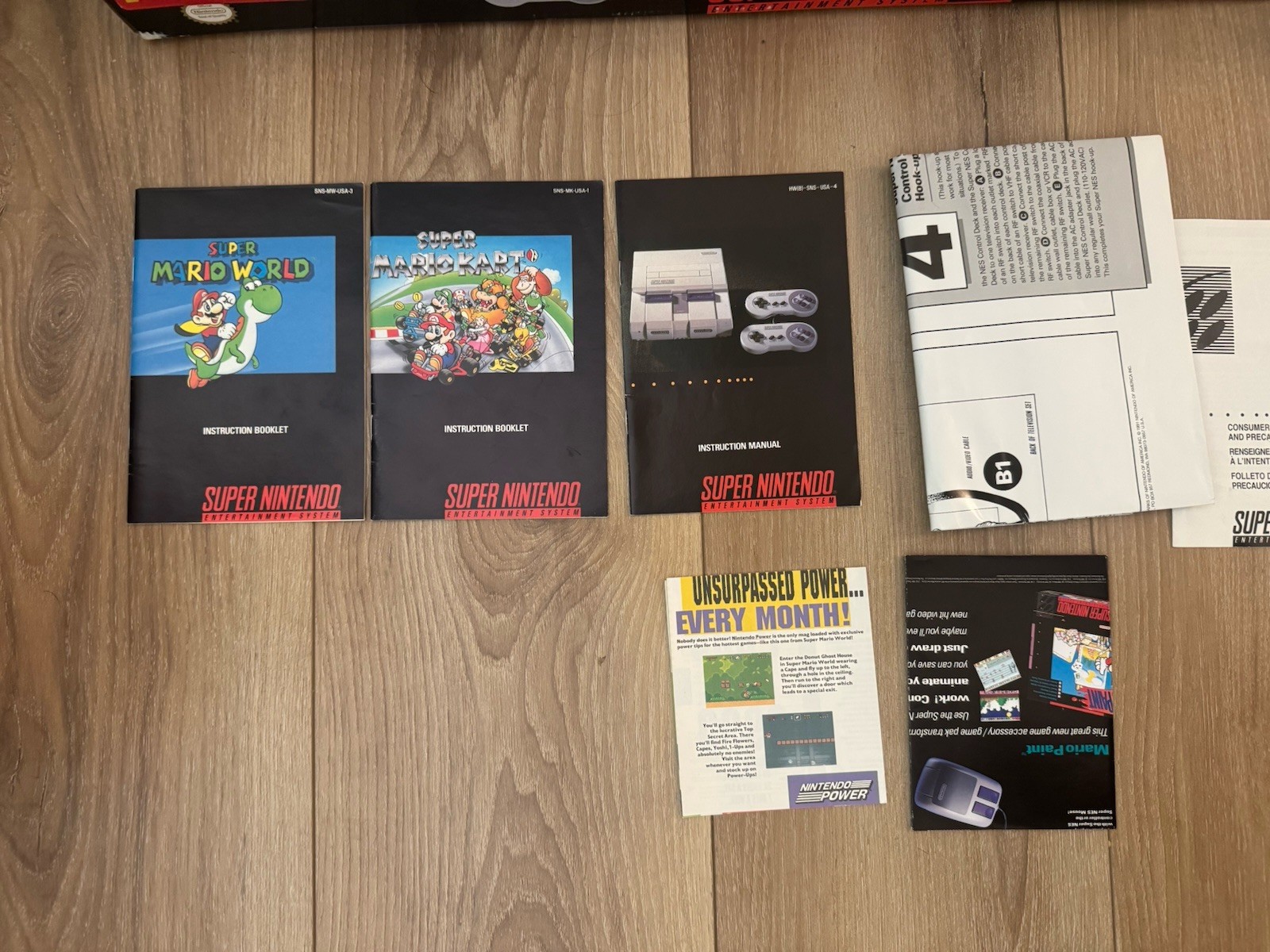 SNES SUPER NINTENDO SUPER MARIO KART CONSOLE SET CIB *Excellent Condition*
