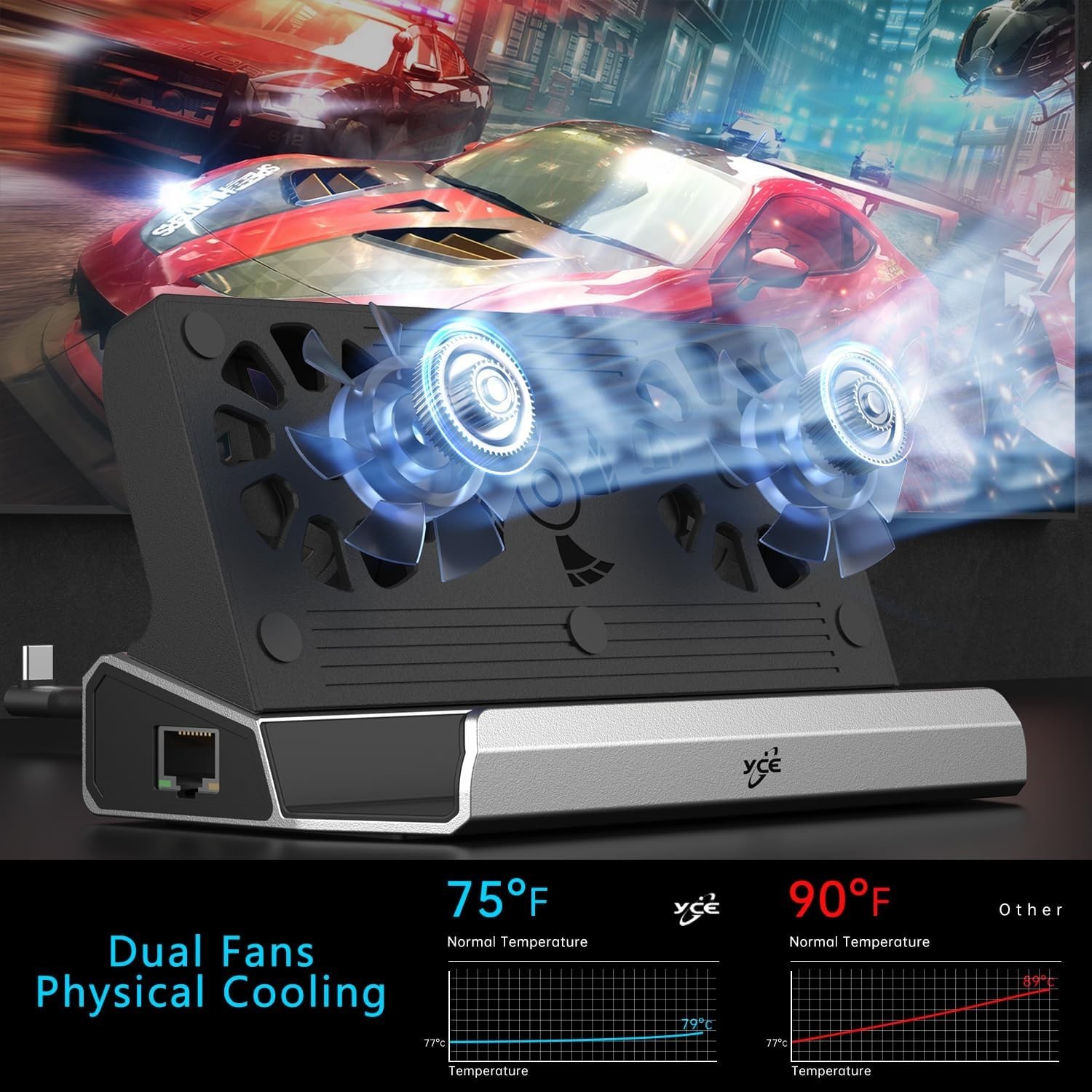 Ultimate 12-in-1 Docking Station with Dual Fans for Steam Deck & Nintendo Switch