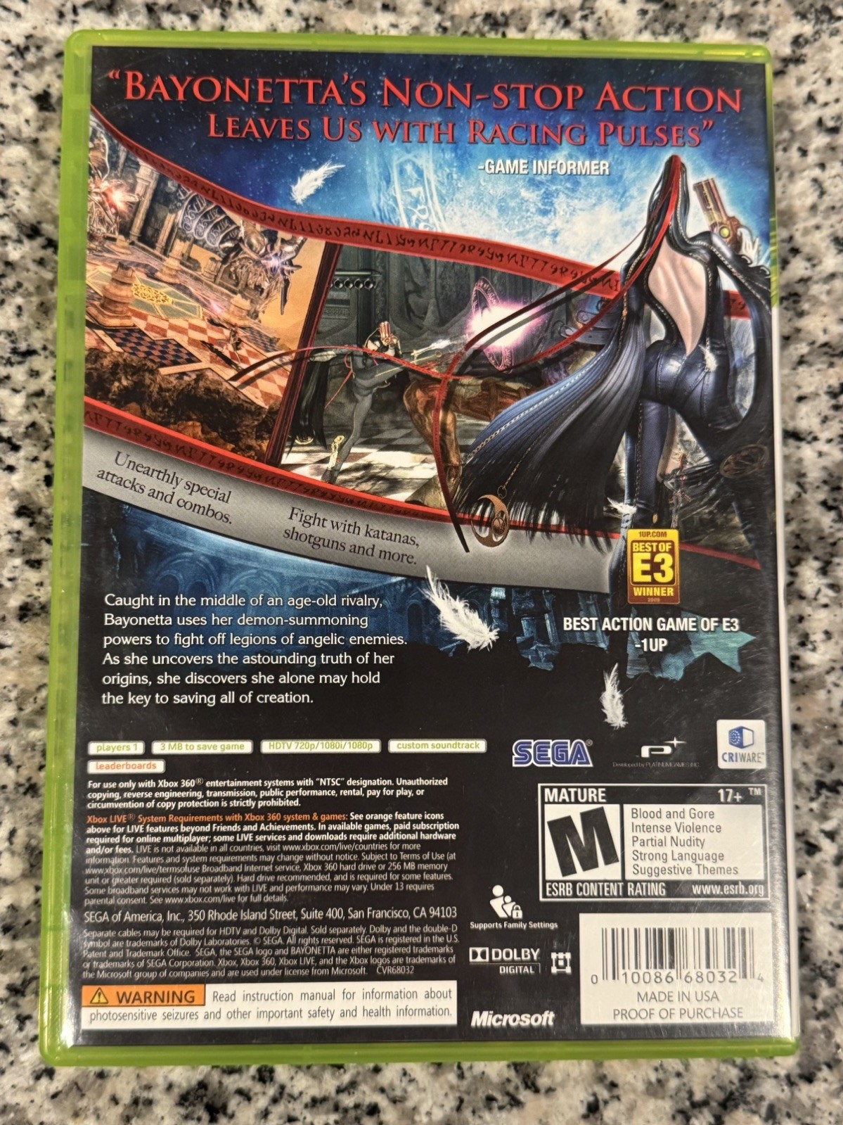 SEGA Bayonetta Xbox 360 hack and slash CIB Manual Included fantastic condition