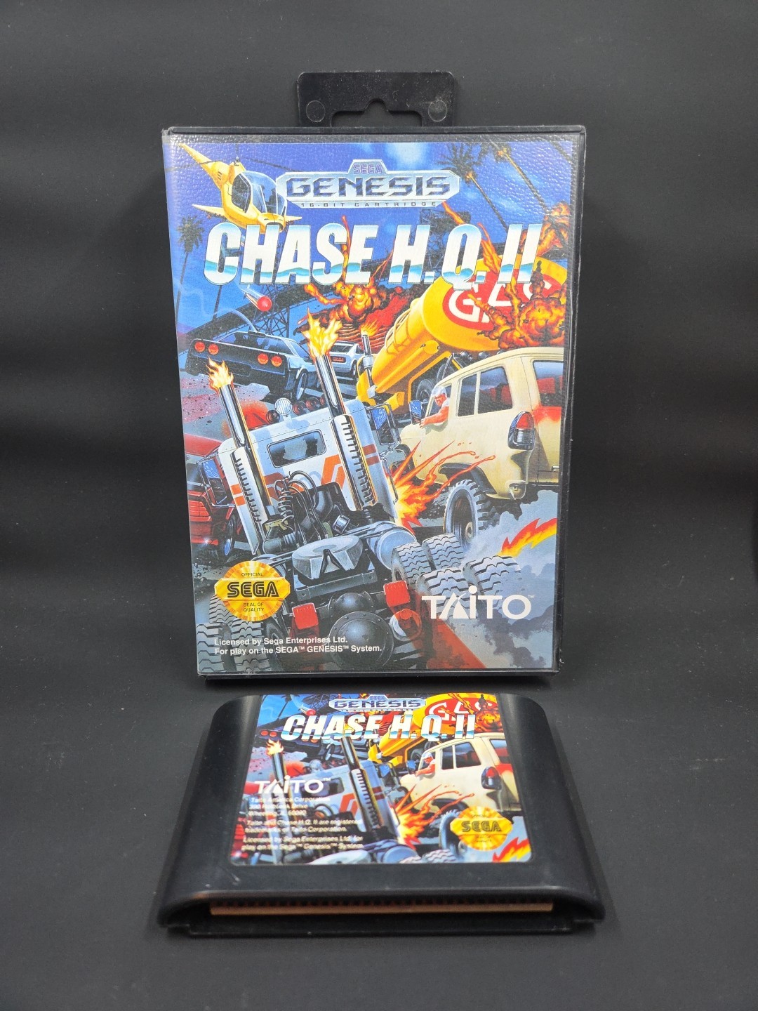 Chase H.Q. II (Chase HQ 2) (Sega Genesis, 1993) Authentic Game Cartridge + Case