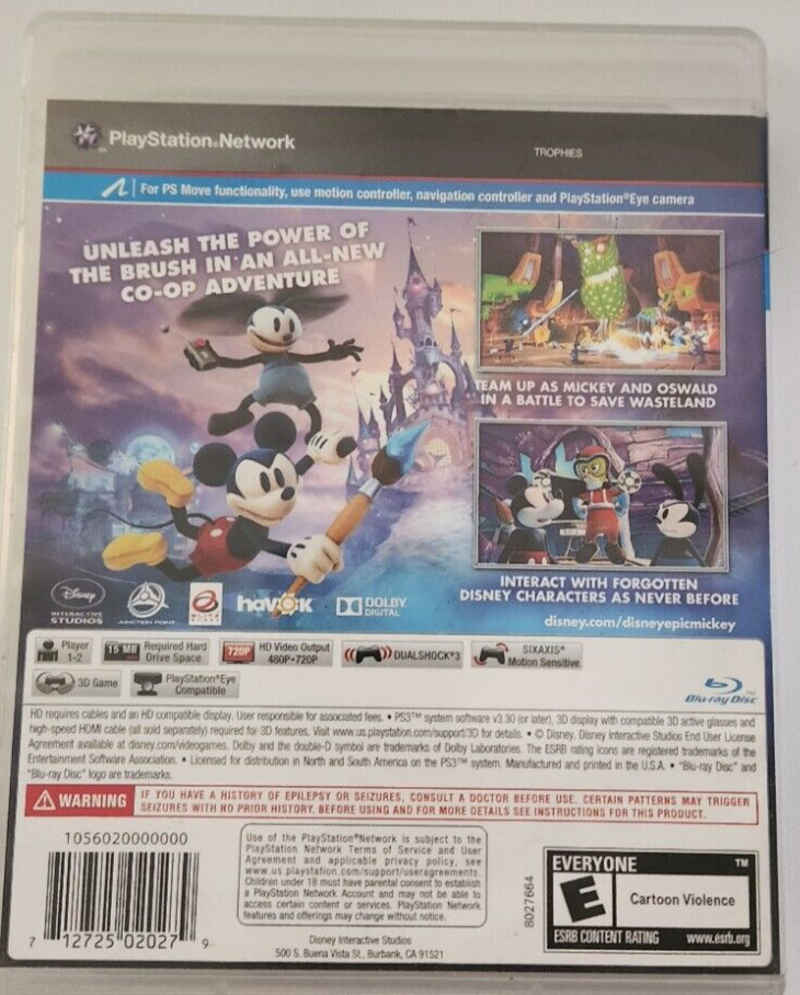 Disney Epic Mickey 2: The Power of Two (Sony PlayStation 3, 2012)