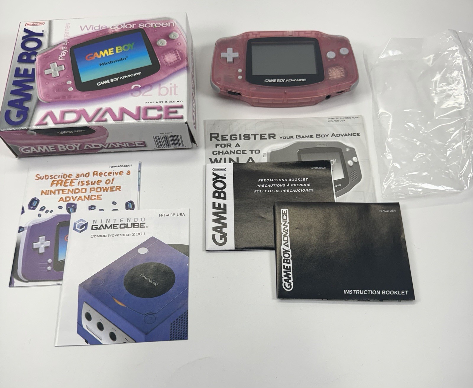 Nintendo Game Boy Advance 32MB Handheld System Fuchsia Pink Mint Complete CIB
