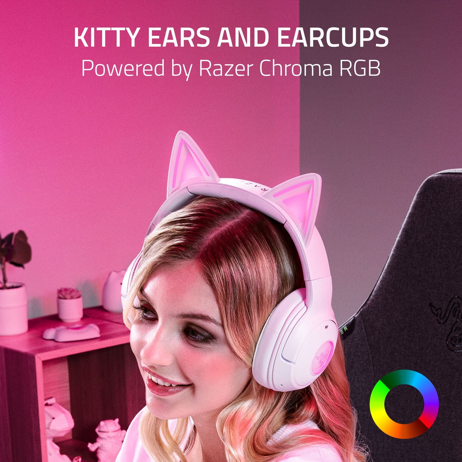 Razer Kraken Kitty V2 Wireless Bluetooth Gaming Headset, Over-Ear, Customizable