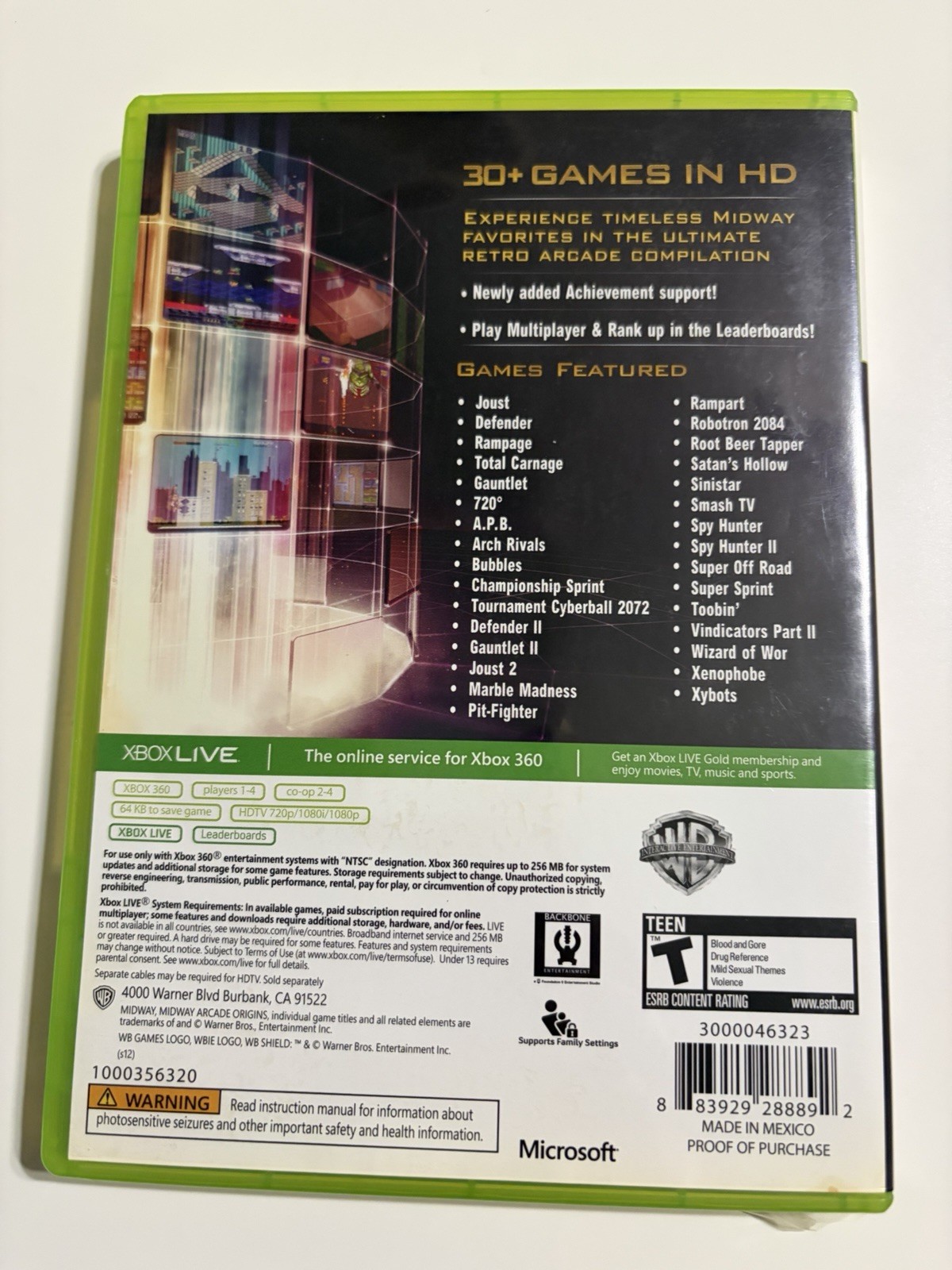 Midway Arcade Origins Microsoft Xbox 360 Complete CIB Tested