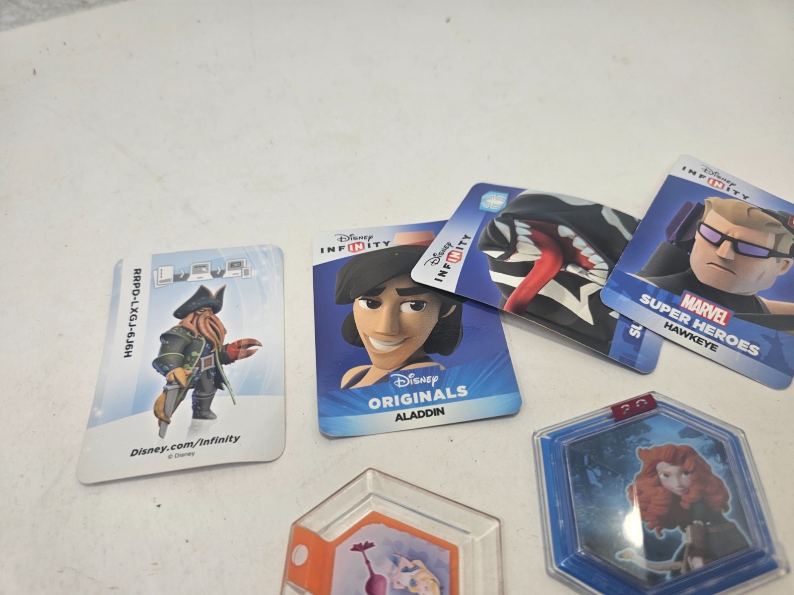 Disney Infinity Power Discs Cards Lot of 10 Merida Alice Aladdin Frankenweenie