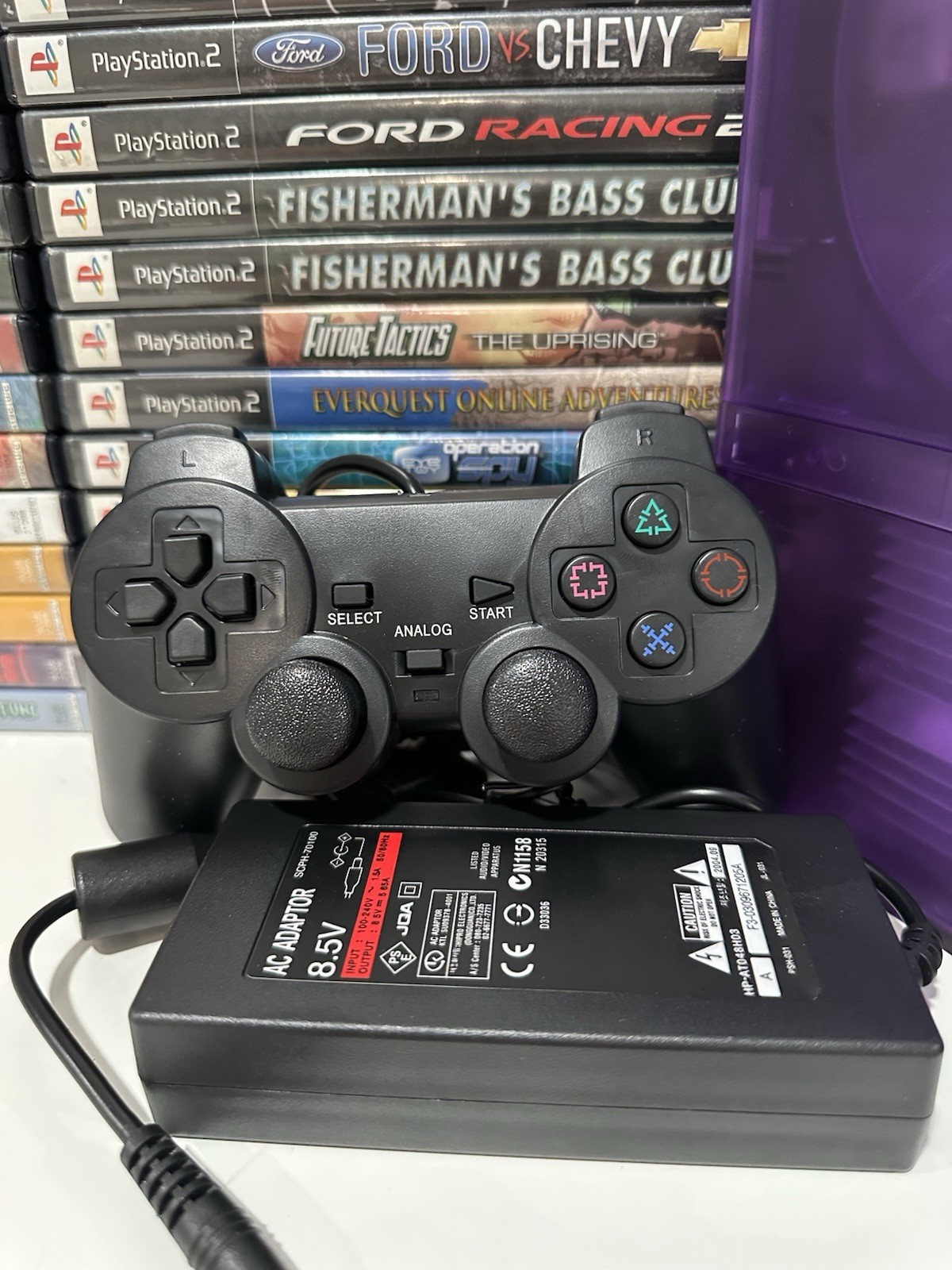 Sony PlayStation 2 PS2 Slim ATOMIC PURPLE Console Bundle –Controller / Cables