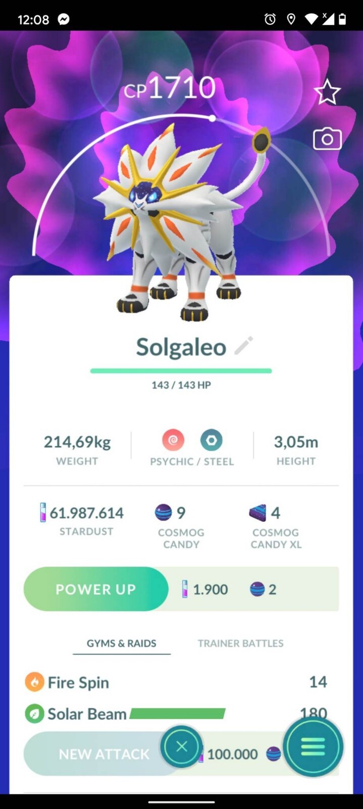 Solgaleo – Trade 20kstardust – Registered Solgaleo already require