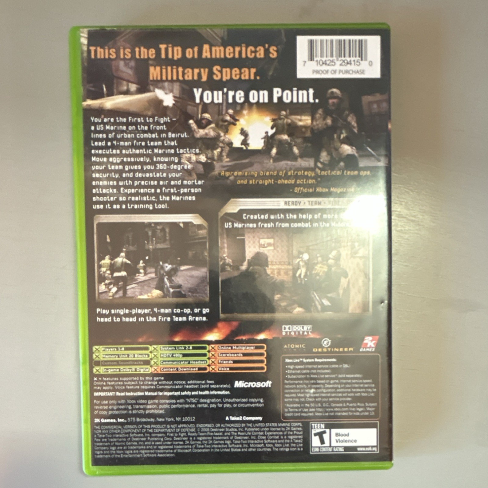 Close Combat: First to Fight Xbox, 2K Games, Shooter, Manual Included, T-Teen