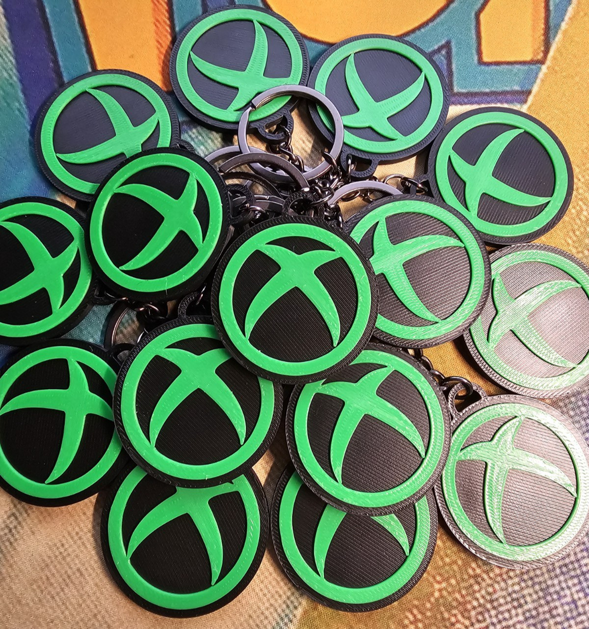 3D PRINTED XBOX LOGO DOUBLE SIDED KEYCHAIN NOSTALGIA MICROSOFT FUN FOR ALL