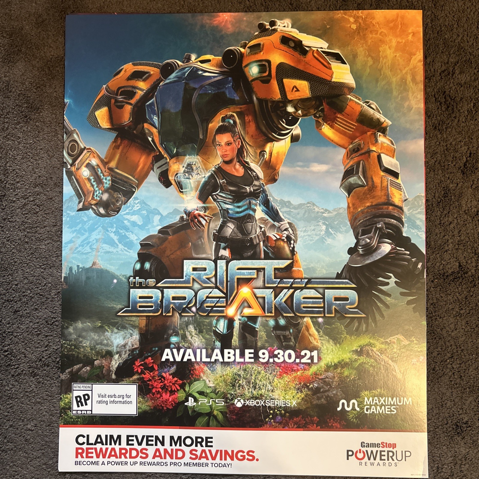 The Rift Breaker GameStop Promo Poster PS5 Xbox Series X 28 x 22