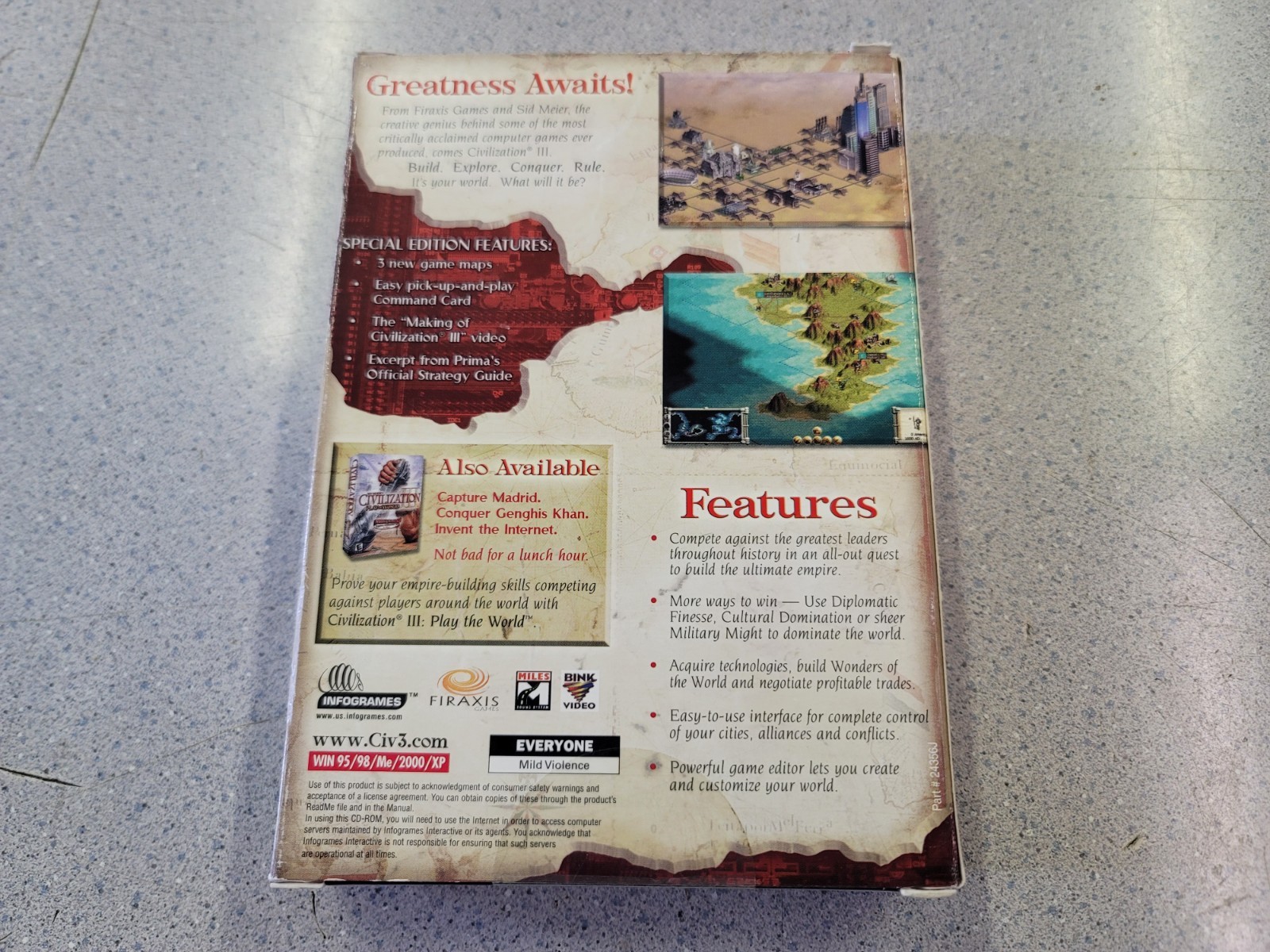 WINDOWS PC – CIVILIZATION III GOTY EDITION & PLAY THE WORLD EXPANSION – NM DISCS