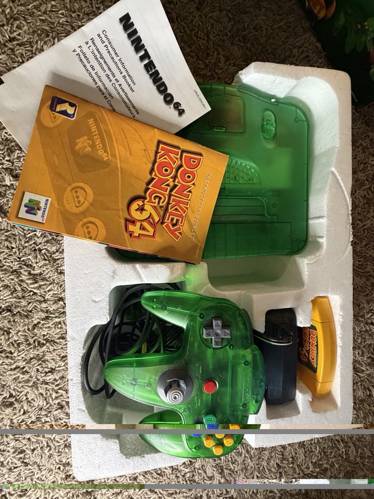 Nintendo Donkey Kong 64 Set Jungle Green Console W/Box SEE PICTURES Free Ship