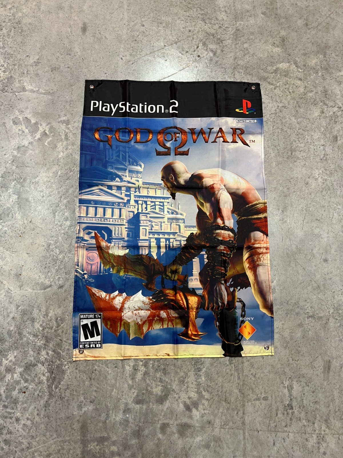 God of War PS2 Custom Wall Flag Tapestry 2 x 3 Ft, Playstation 2