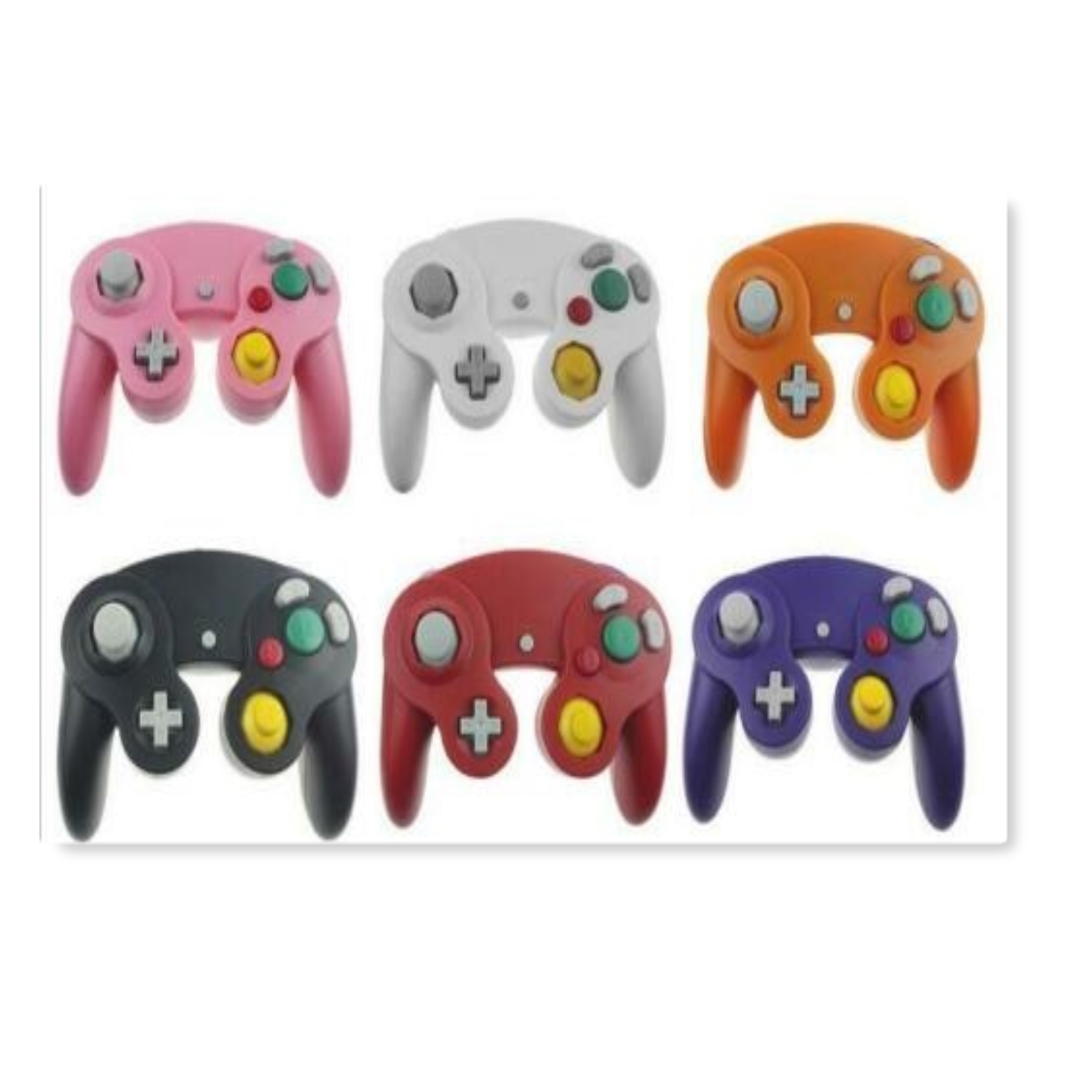 Lot Of 6 Generic Wired GameCube Controllers Pink White Orange Black Red Video Ga