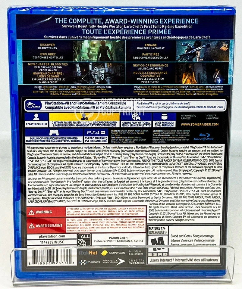 Tomb Raider Definitive Edition + Rise Of The Tomb Raider – PS4 – New | READ DESC