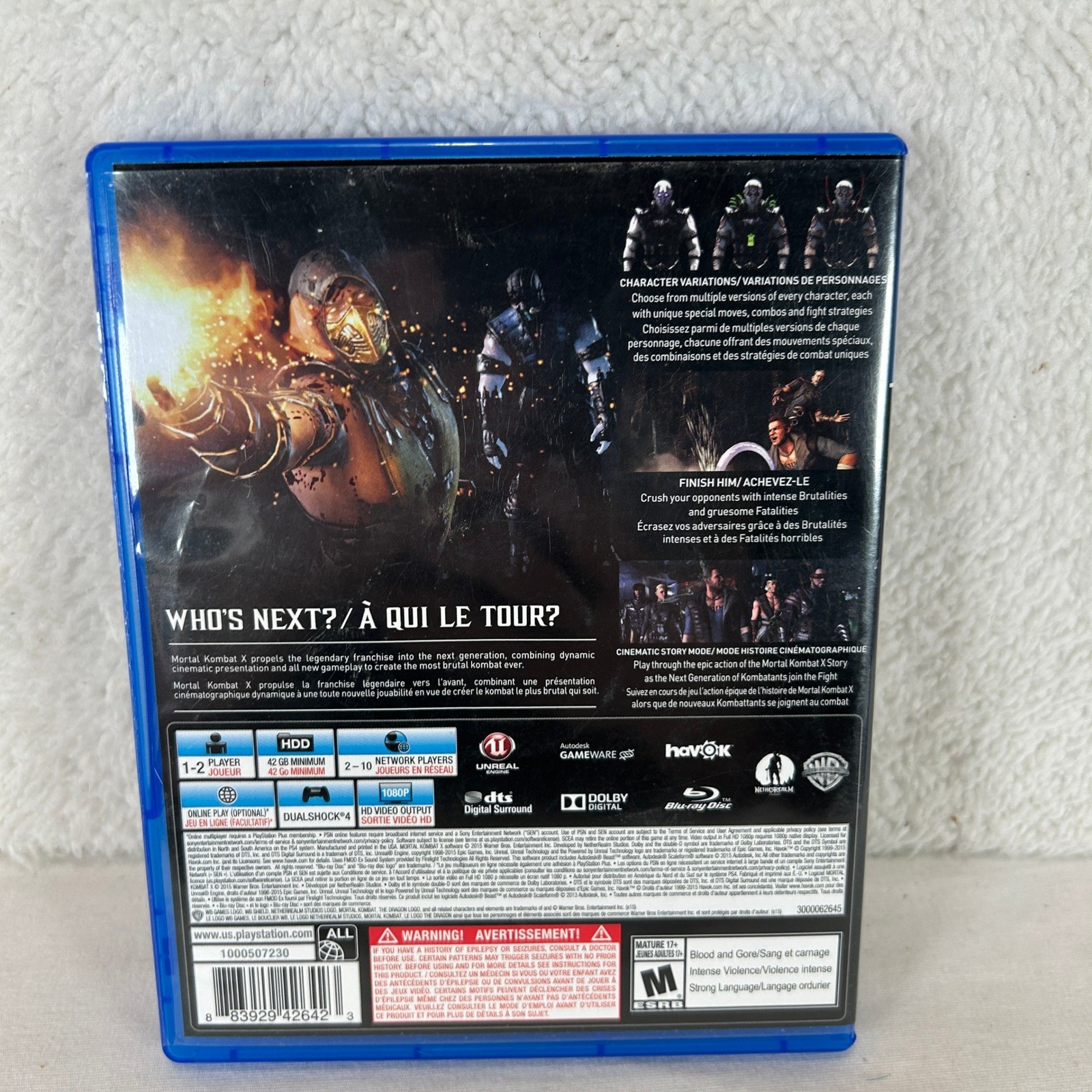Mortal Kombat X Sony PlayStation 4 PS4 Fighting Game WB Games CUSA-00967F 2015