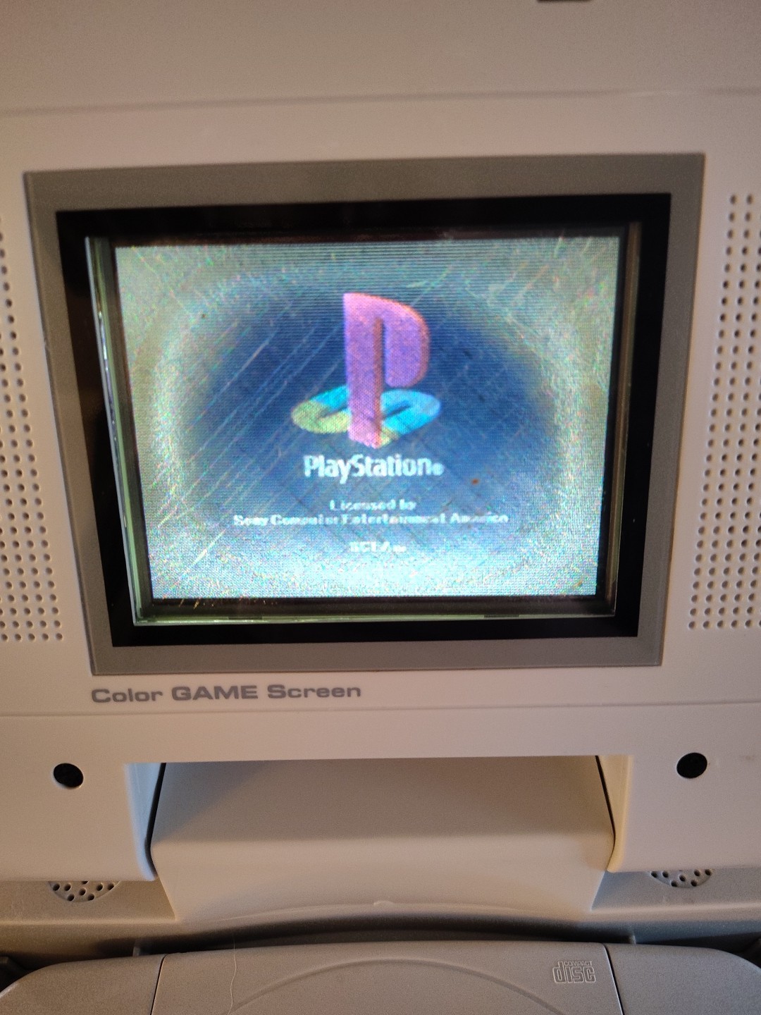Sony Playstation 1 Console W/ RARE LCD Screen Attachment PS1 No Sound! 1 Game