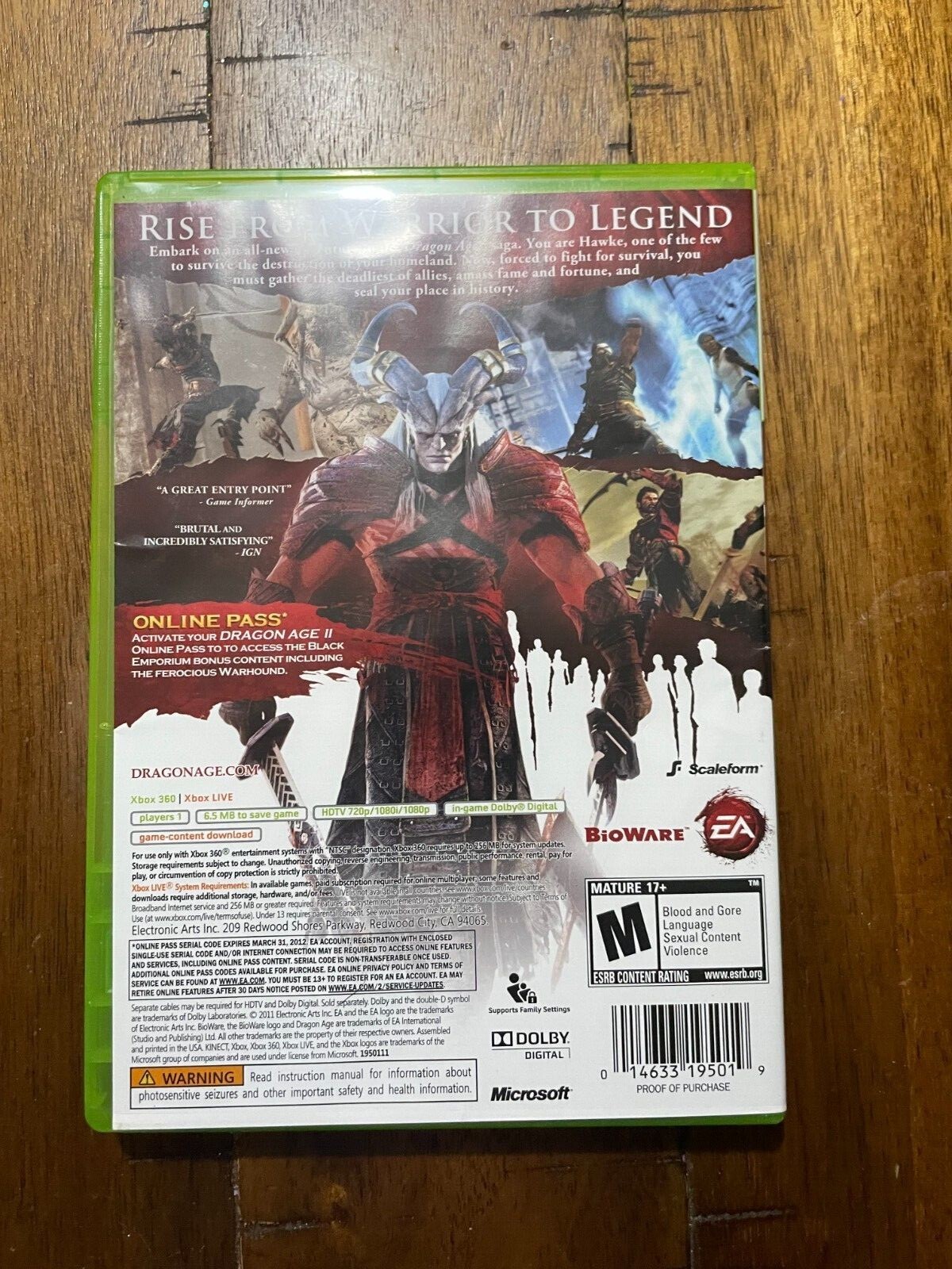 Dragon Age II (Microsoft Xbox 360, 2011)