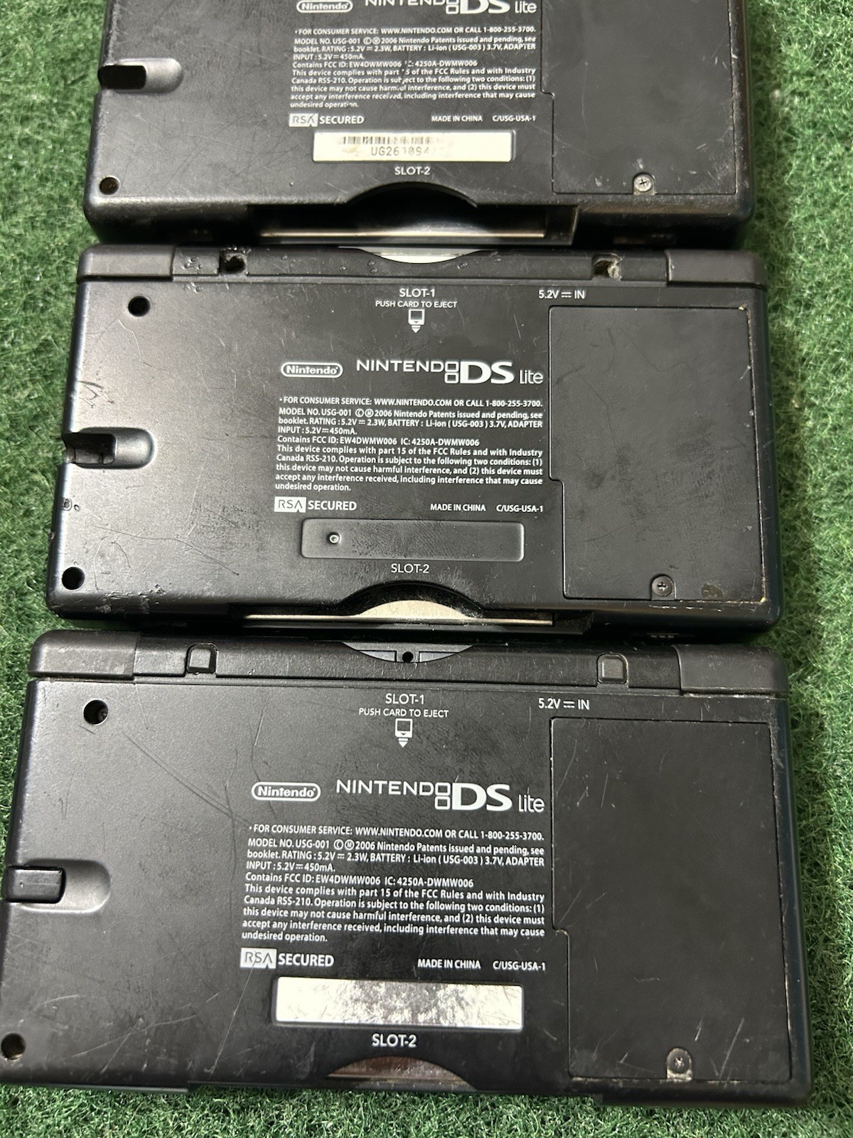 (3)Nintendo DS Lite Handheld Systems Cobalt/Black, Working, CHARGER Not Included