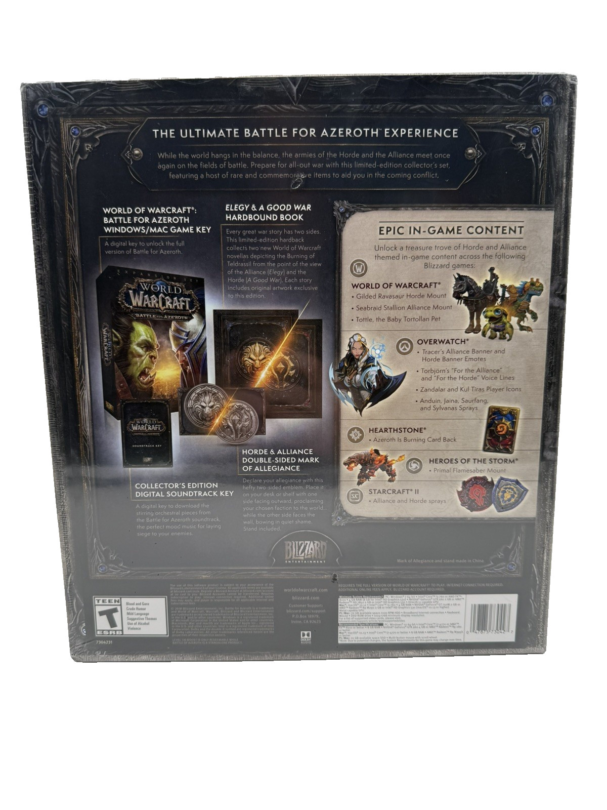 Blizzard World of Warcraft Battle for Azeroth Collector’s Edition NEW Sealed