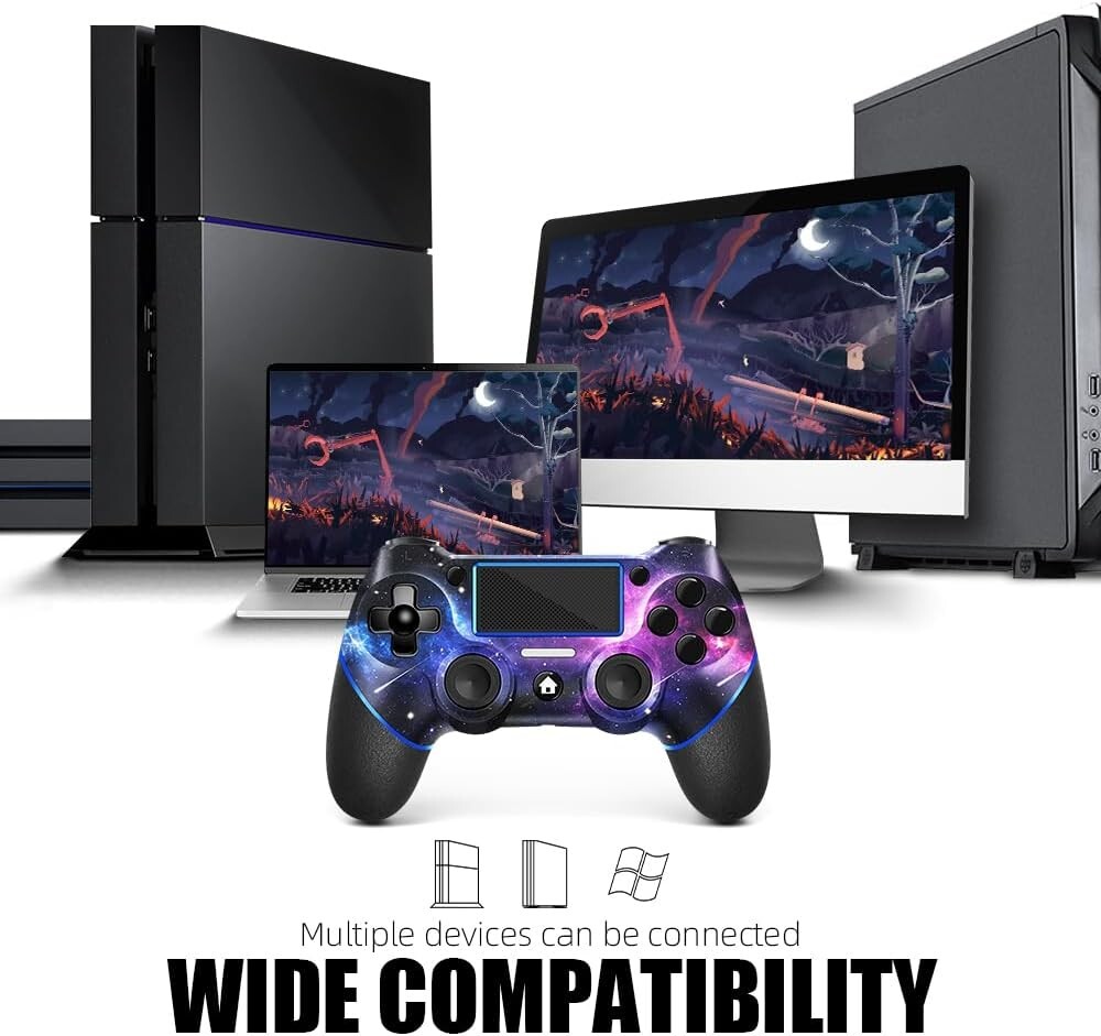 Wireless Controller for PS4 with Non-Slip Grip, 3.5mm Audio Jack and Thumb Caps