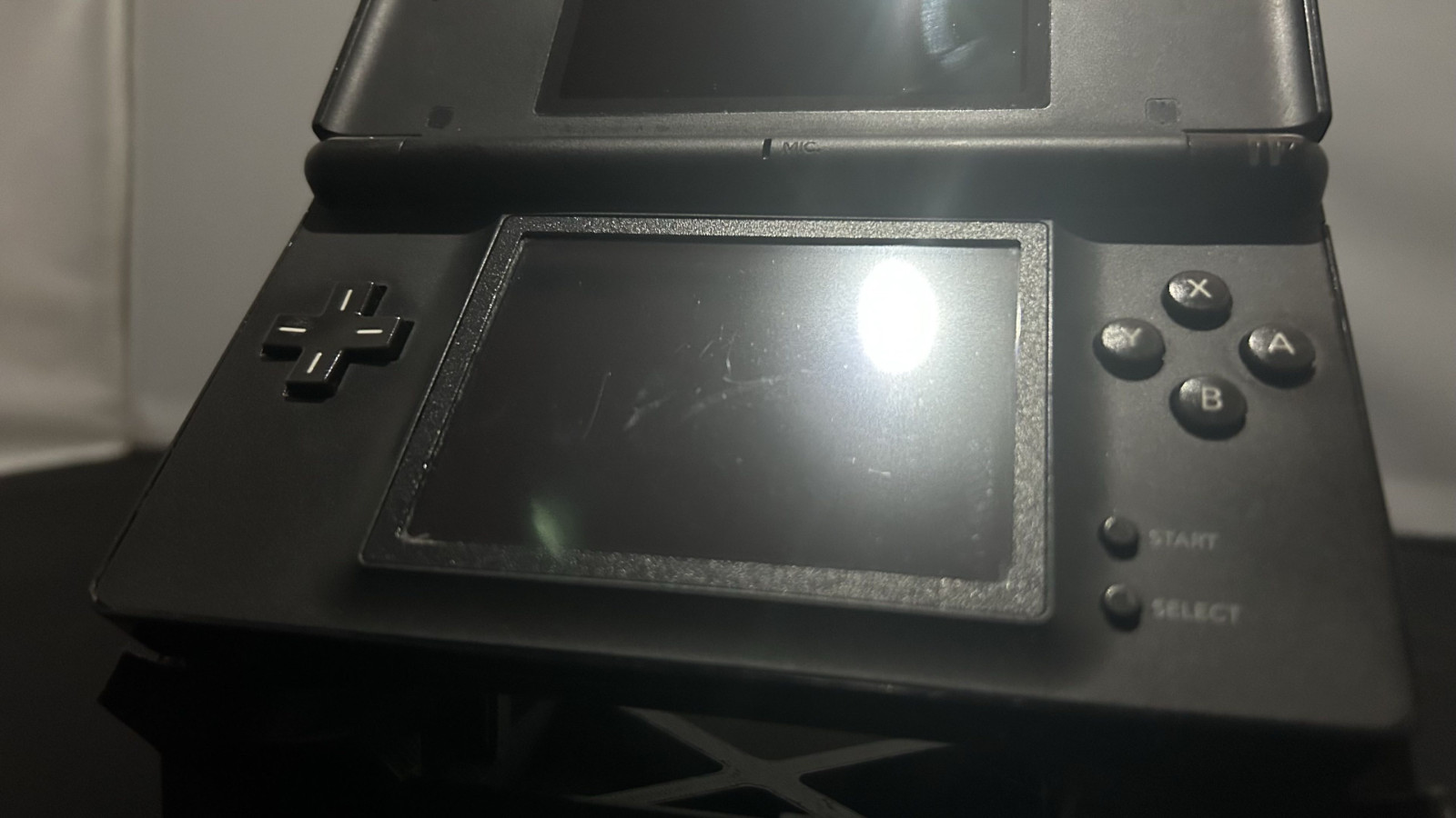 Nintendo DS Lite Handheld Console Black. No Charger. TESTED W/ Stylus/GBA Filler