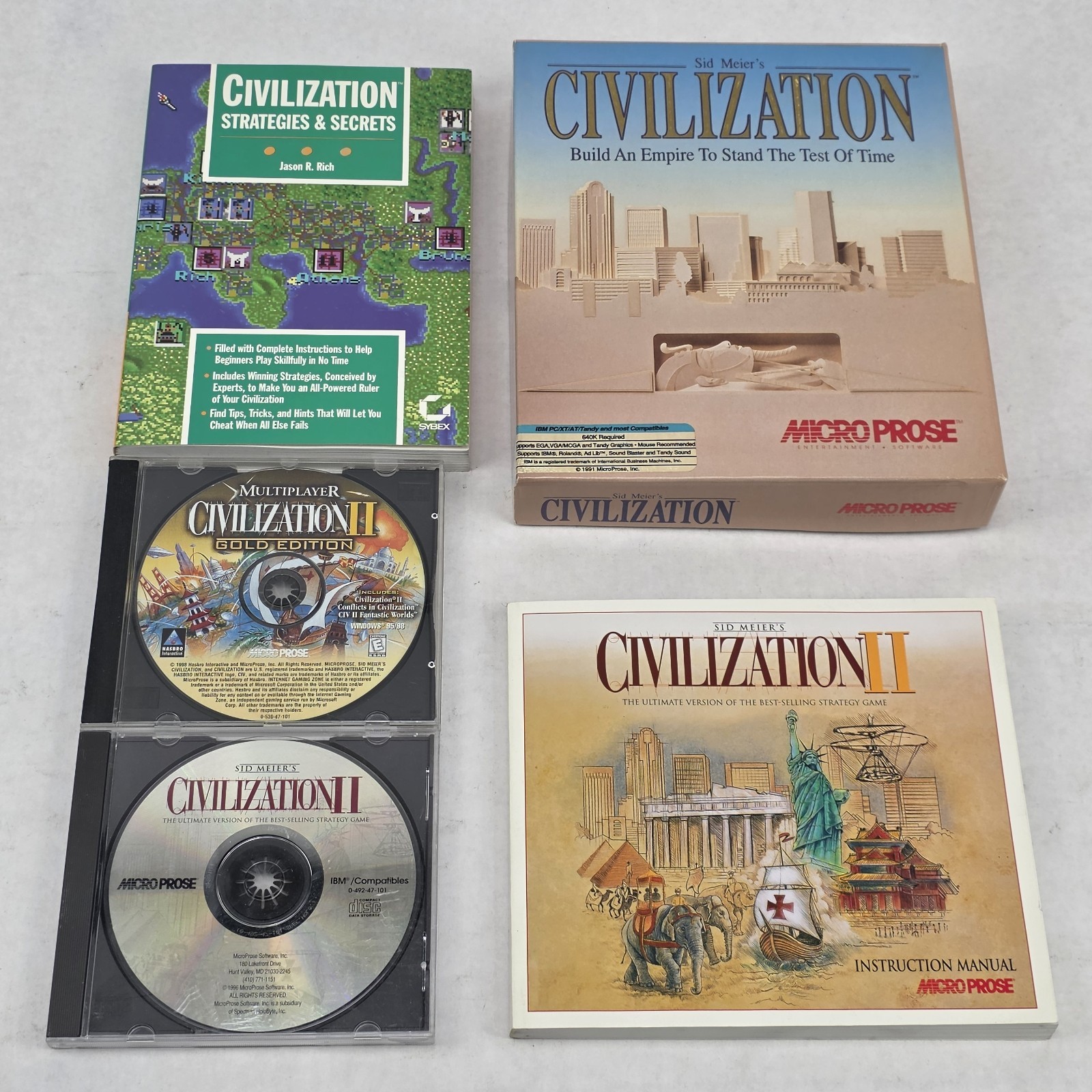 Sid Meier’s Civilization BIG BOX PC 3.5″ Floppy Discs CIB Strat Guide & Civ 2!