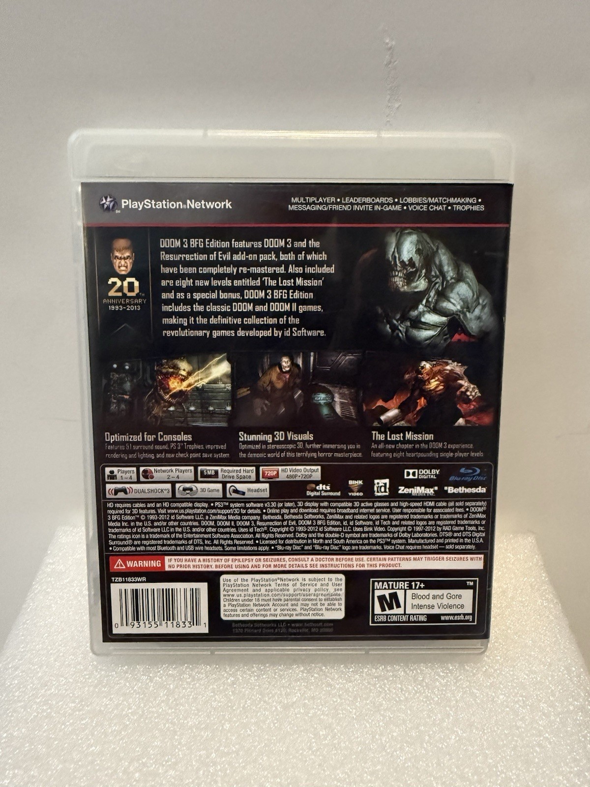 Doom 3 BFG Edition Playstation 3 PS3 CIB Complete Tested & Working!