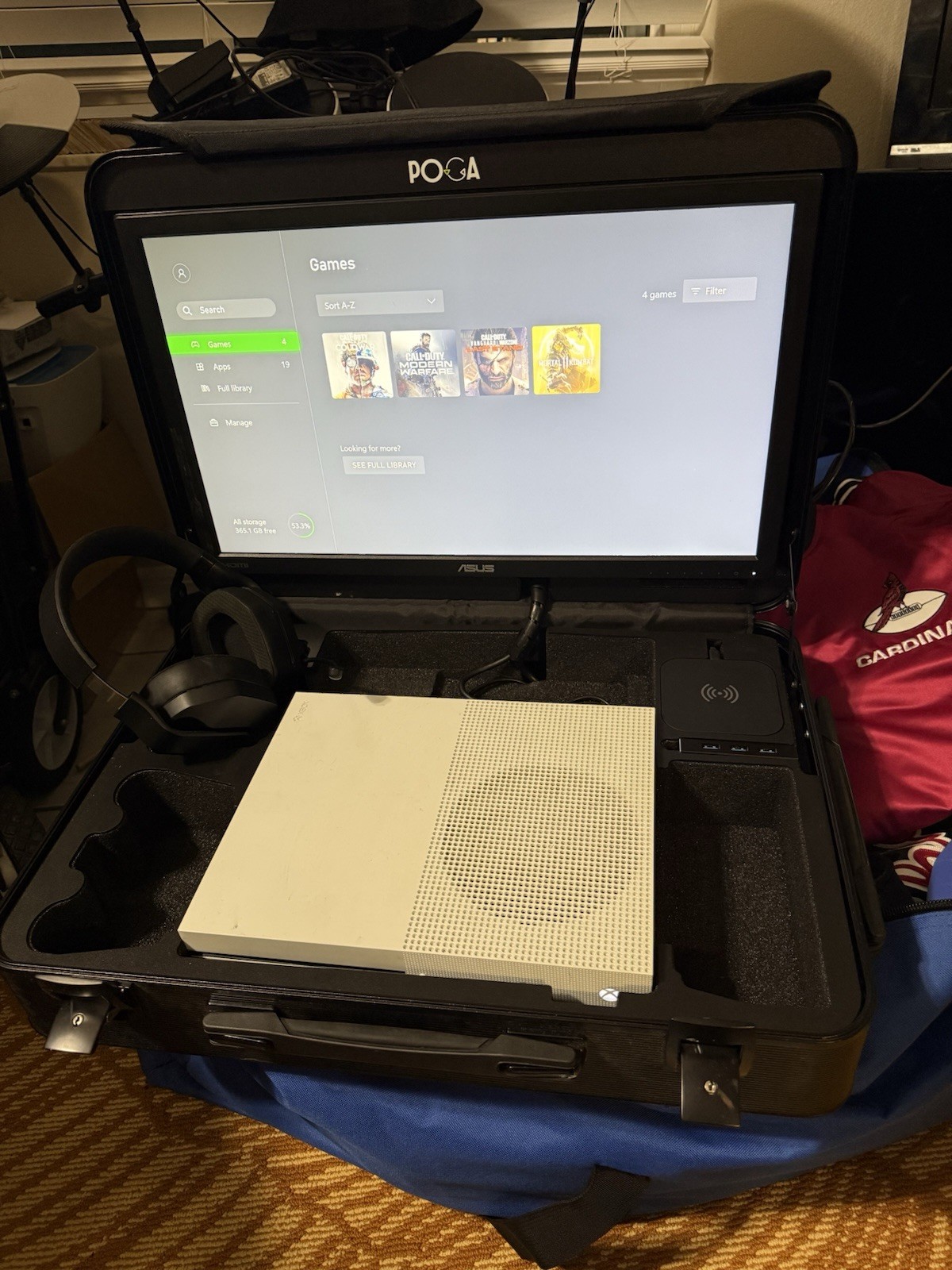 POGA Hard Shell Case w/ Built-in Monitor, USB Ports for PS4,PS5/Xbox One S