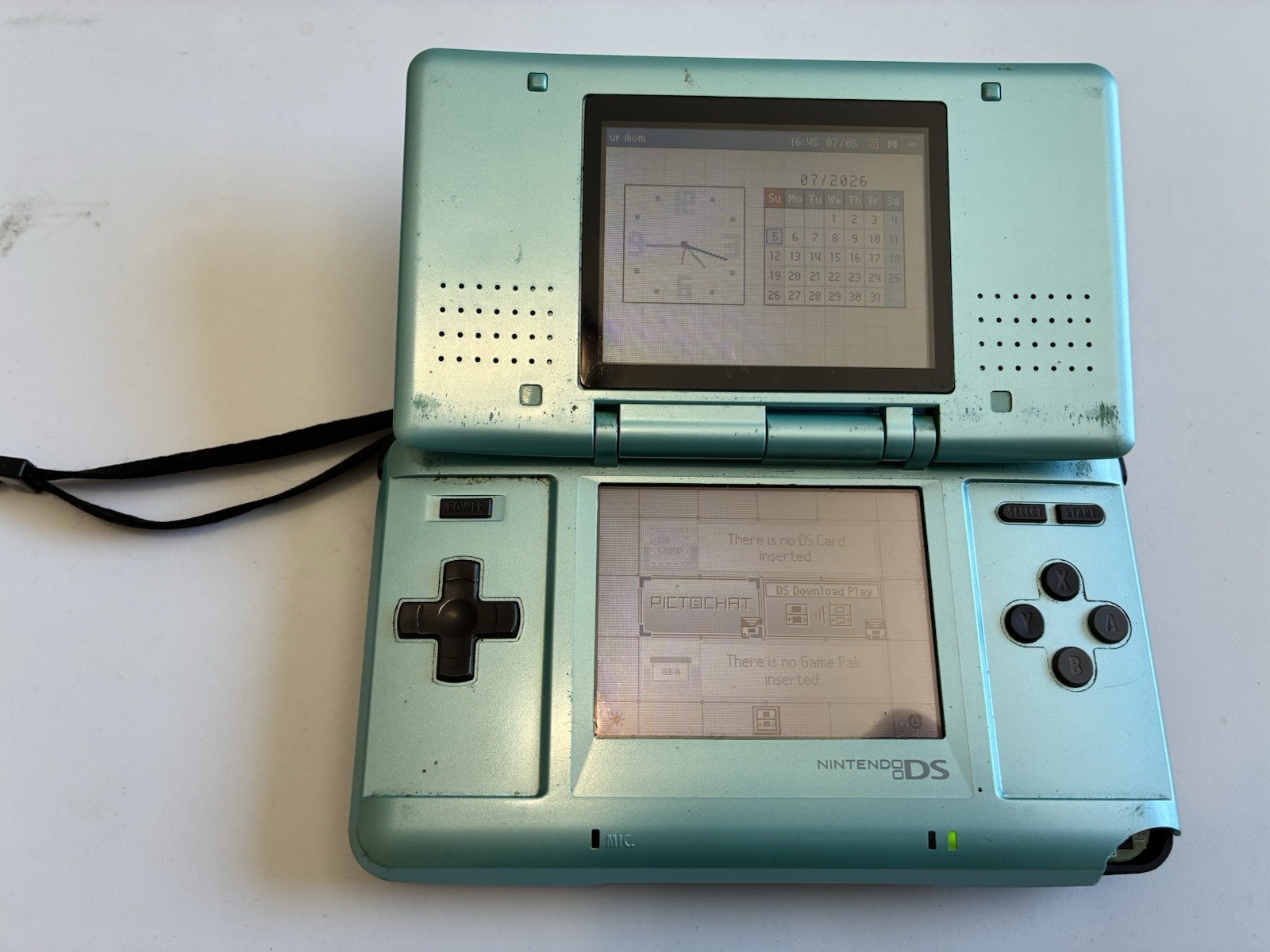 Original Turqoise Nintendo DS Console NTR-001 with defects and no charger