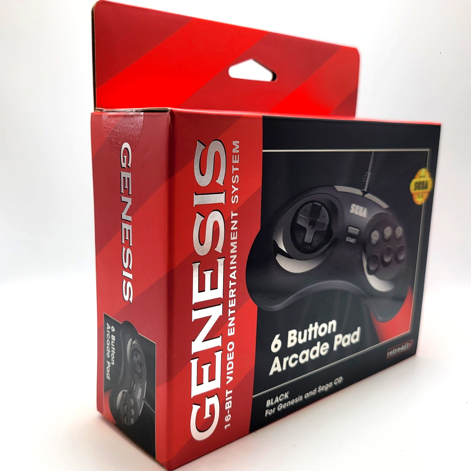 Retro-Bit Official Sega Genesis Controller 6-Button Arcade Pad – Black