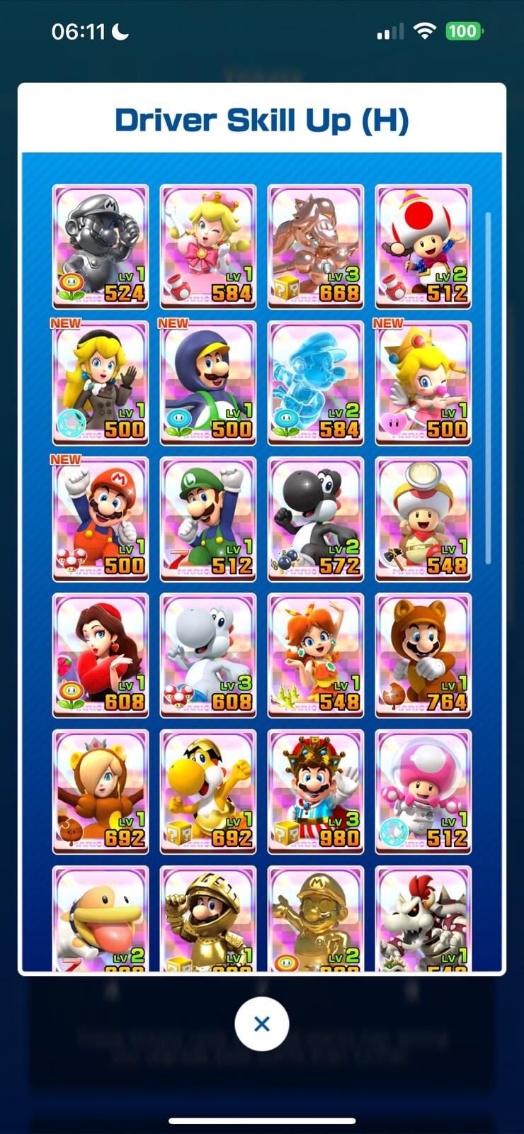 Mario Kart Tour For iOS LVL 38 With 2000 Gems + Gold Mario Exclusive + Tickets