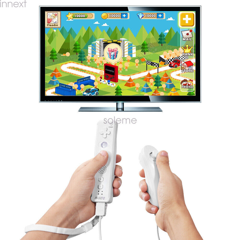 2 in 1 Motion Plus Remote Controller + Nunchuck Set for Wii & Wii U Video Game