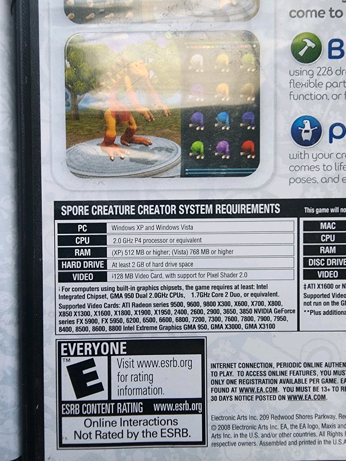 Spore & Creature Creator WIN/MAC/CD Lot of 2 (DVD-ROM,2008) Complete with Manual