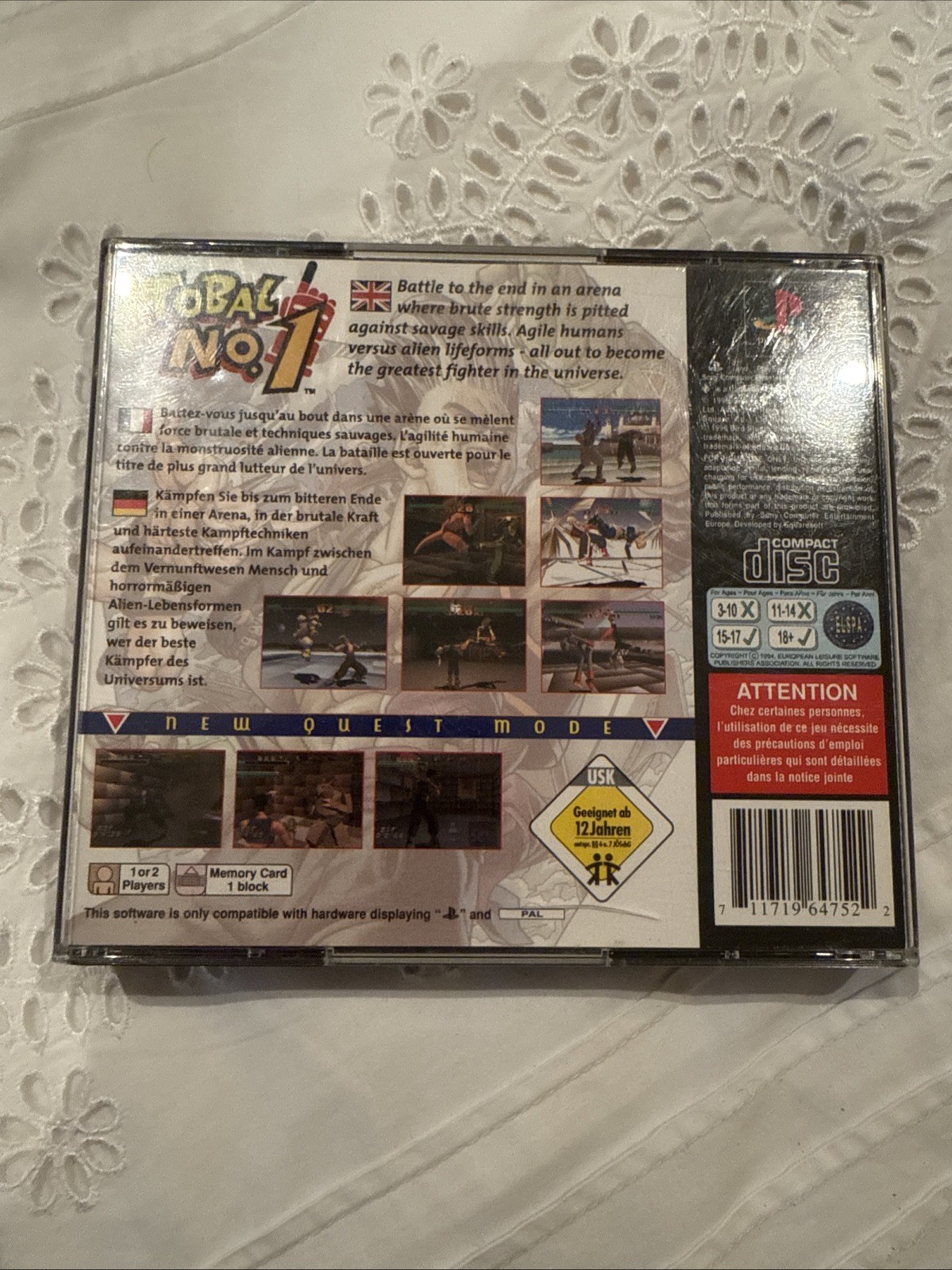 1996 Squaresoft Tobal No 1 PS1 Playstation 1 Game + Manual PAL