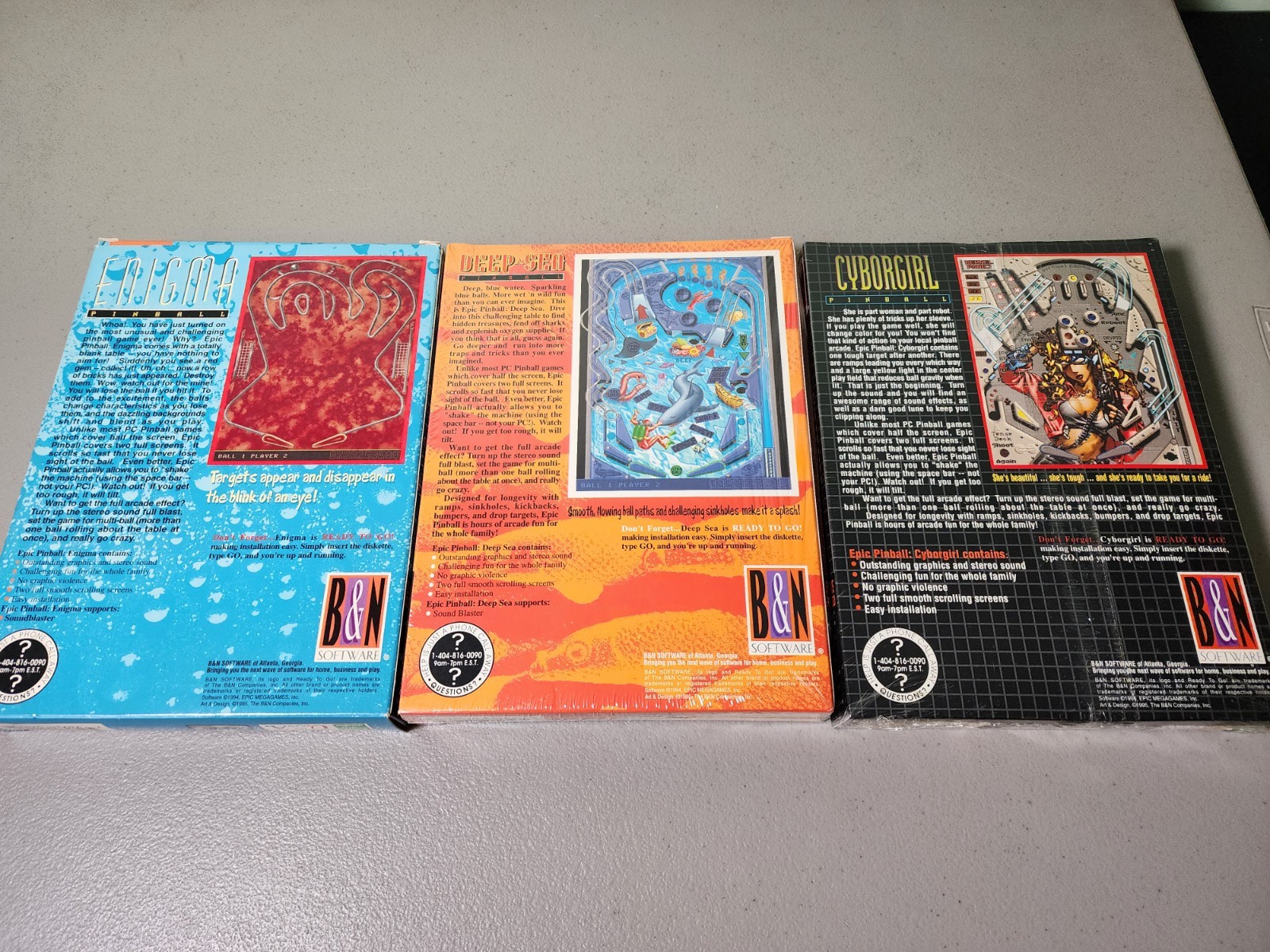 Pinball B&N Software PC Big Box Lot of 3 – Enigma, Deep Sea, Cyborgirl