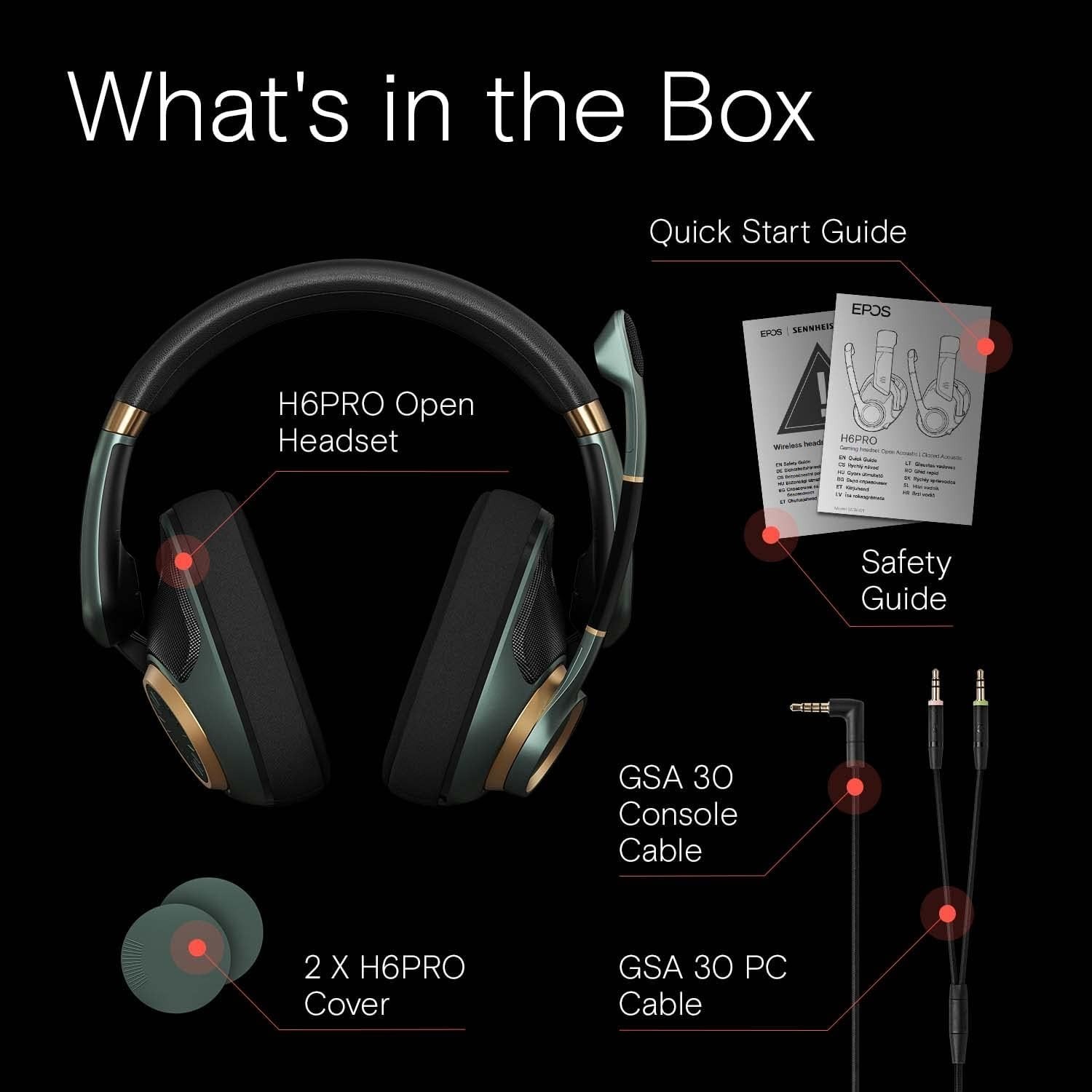 EPOS H6Pro Open Acoustic Gaming with Mic – Immersive Sound, Lightweight Green