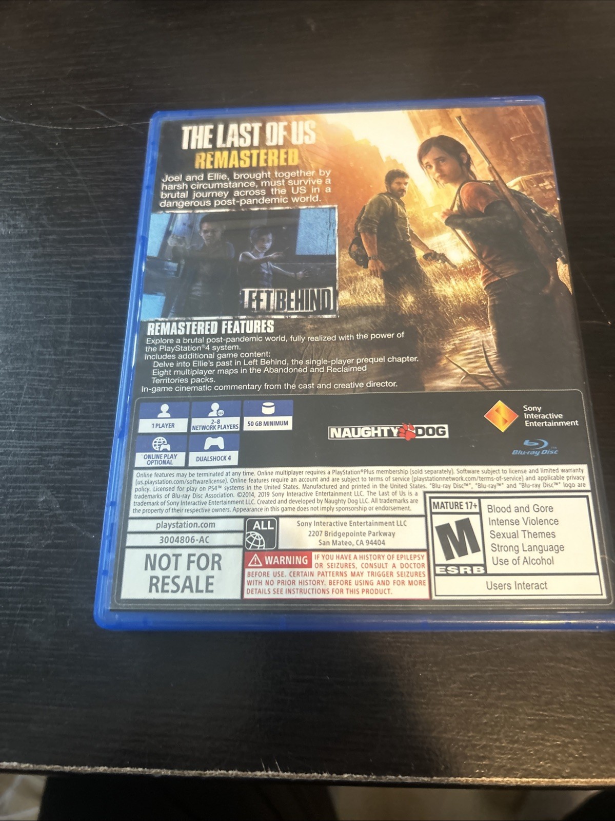 The Last Of US Remastered For PlayStation 4 PS4 PS5 Brand New “Not For Resale”