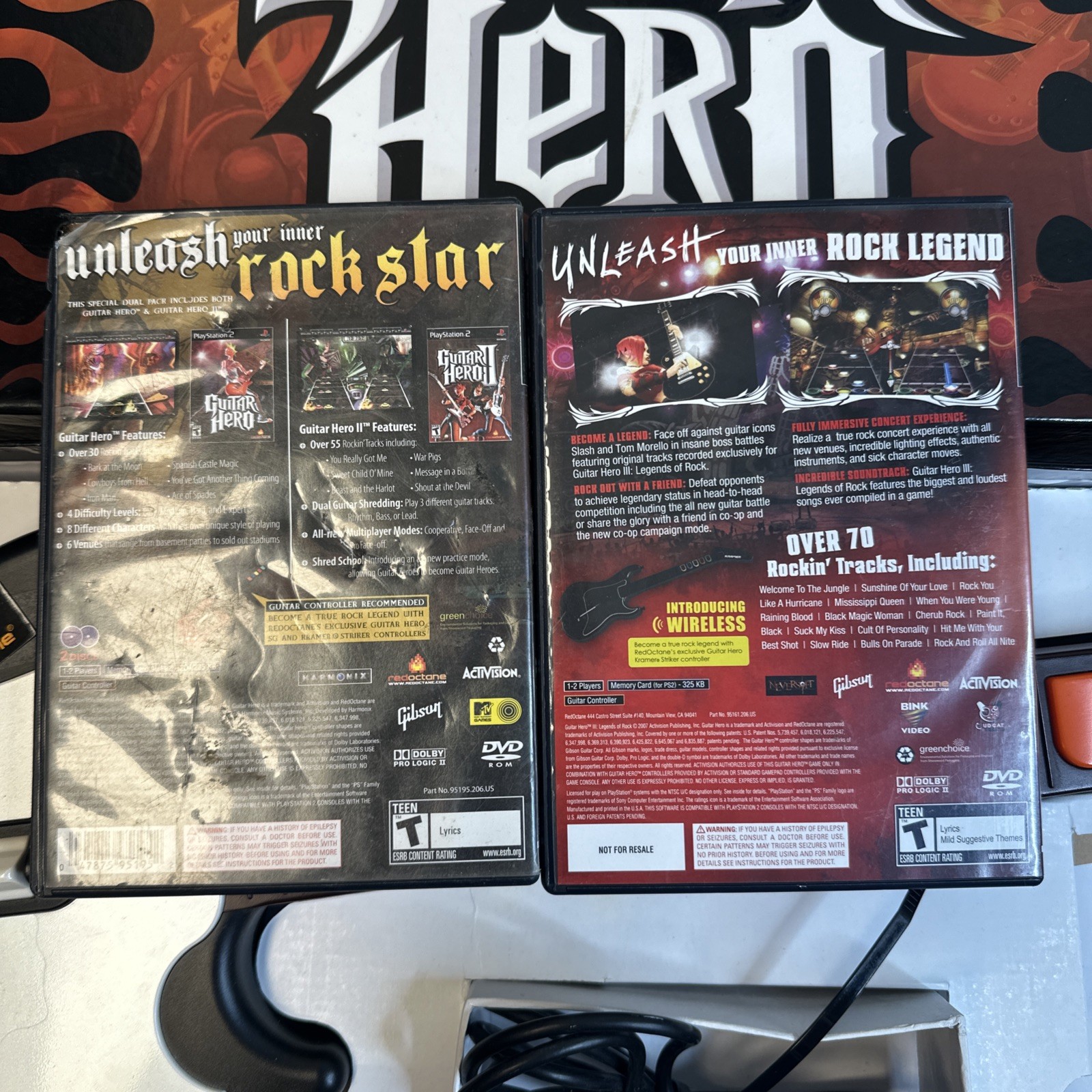 PS2 Guitar Hero Red Octane SG Gibson Wired Controller + Box – Hero 1 2 3