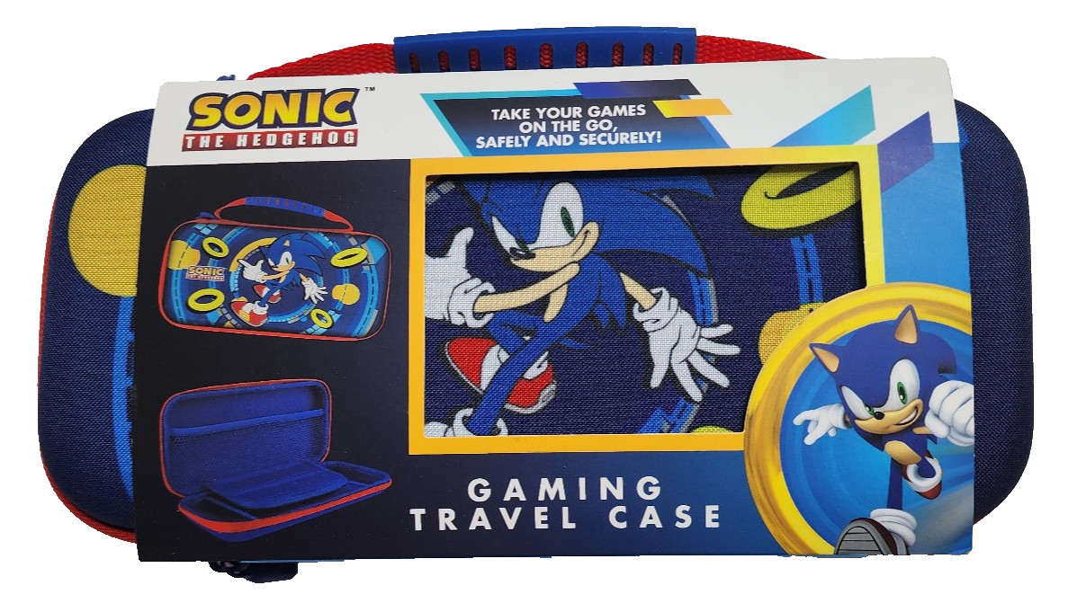 Sega Sonic the Hedgehog Gaming Travel Case Hard Shell Cartridge Holder Pocket